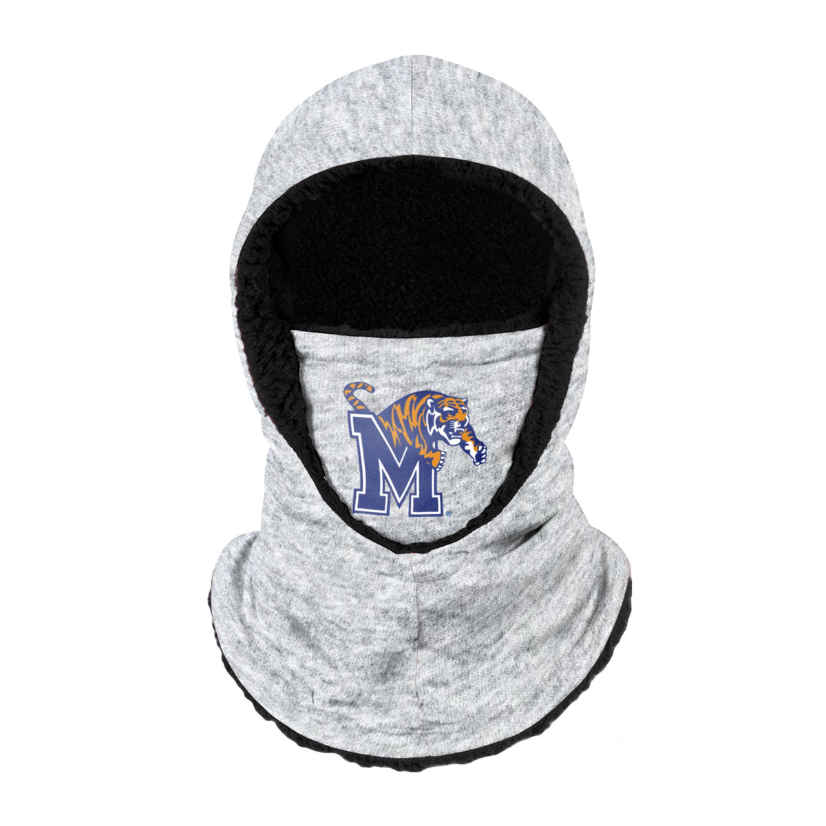 Memphis Tigers Ncaa Heather Grey Big Logo Hooded Gaiter Fan Gear For Men And Women