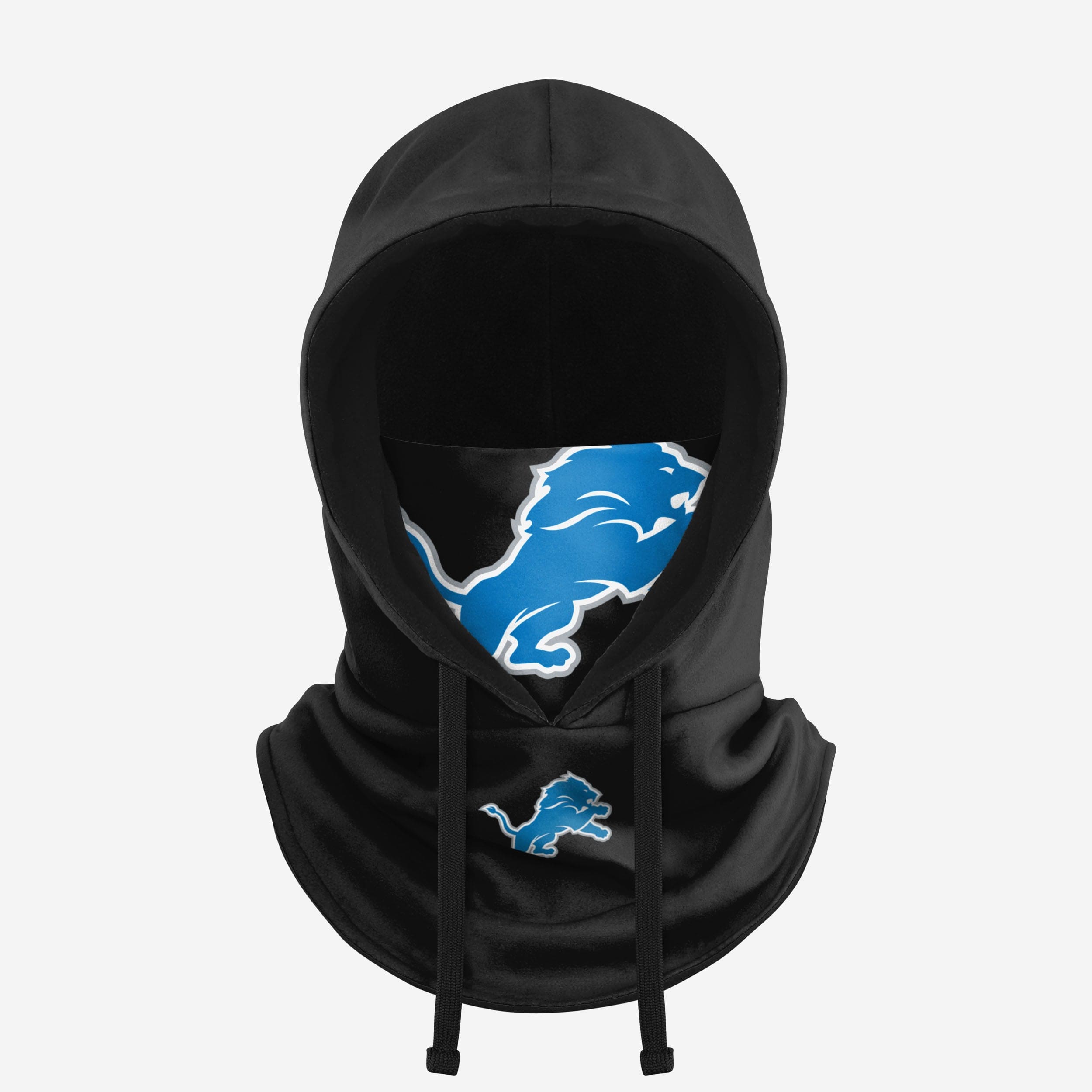 Detroit Lions Black Drawstring Hooded Gaiter Fan Gear For Men And Women