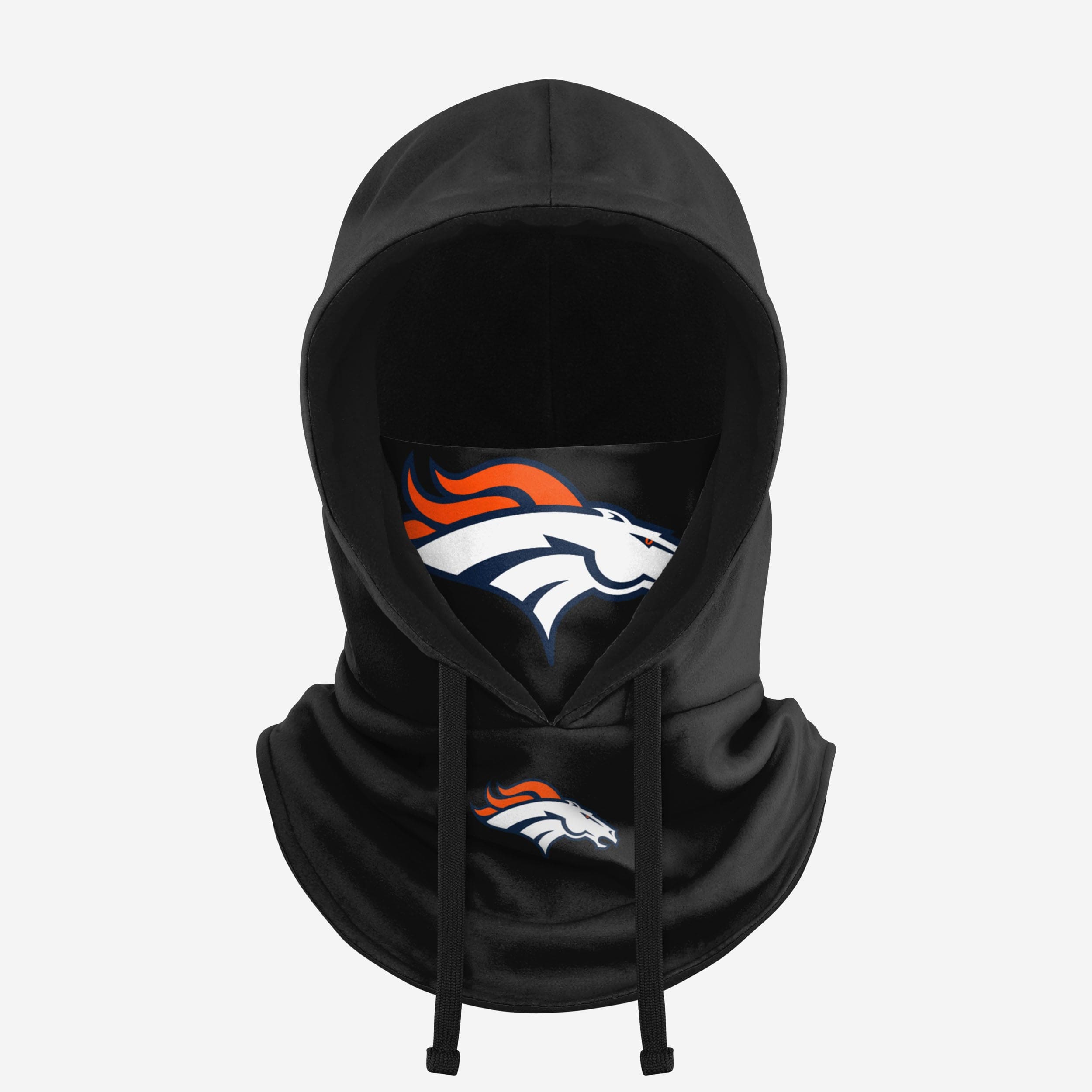 Denver Broncos Black Drawstring Hooded Gaiter Fan Gear For Men And Women