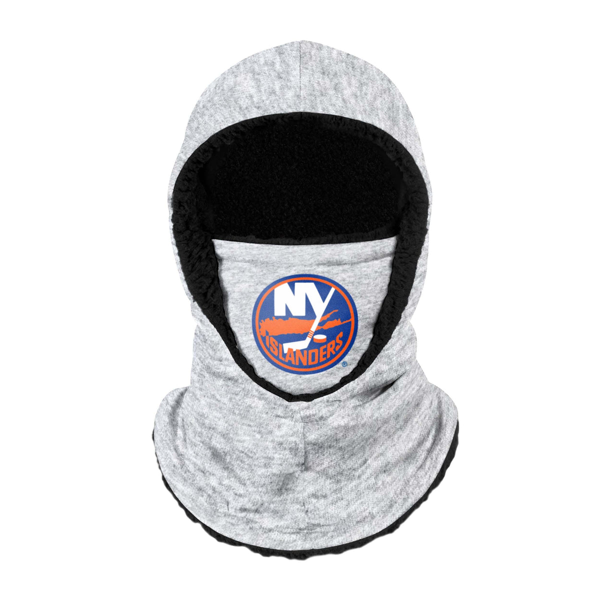 New York Islanders Nhl Heather Grey Big Logo Hooded Gaiter Fan Gear For Men And Women