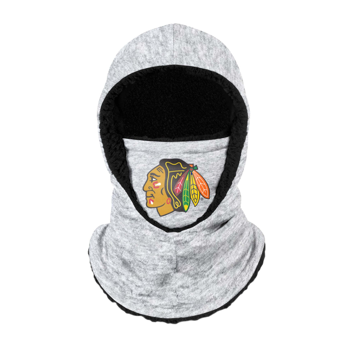 Chicago Blackhawks Nhl Heather Grey Big Logo Hooded Gaiter Fan Gear For Men And Women