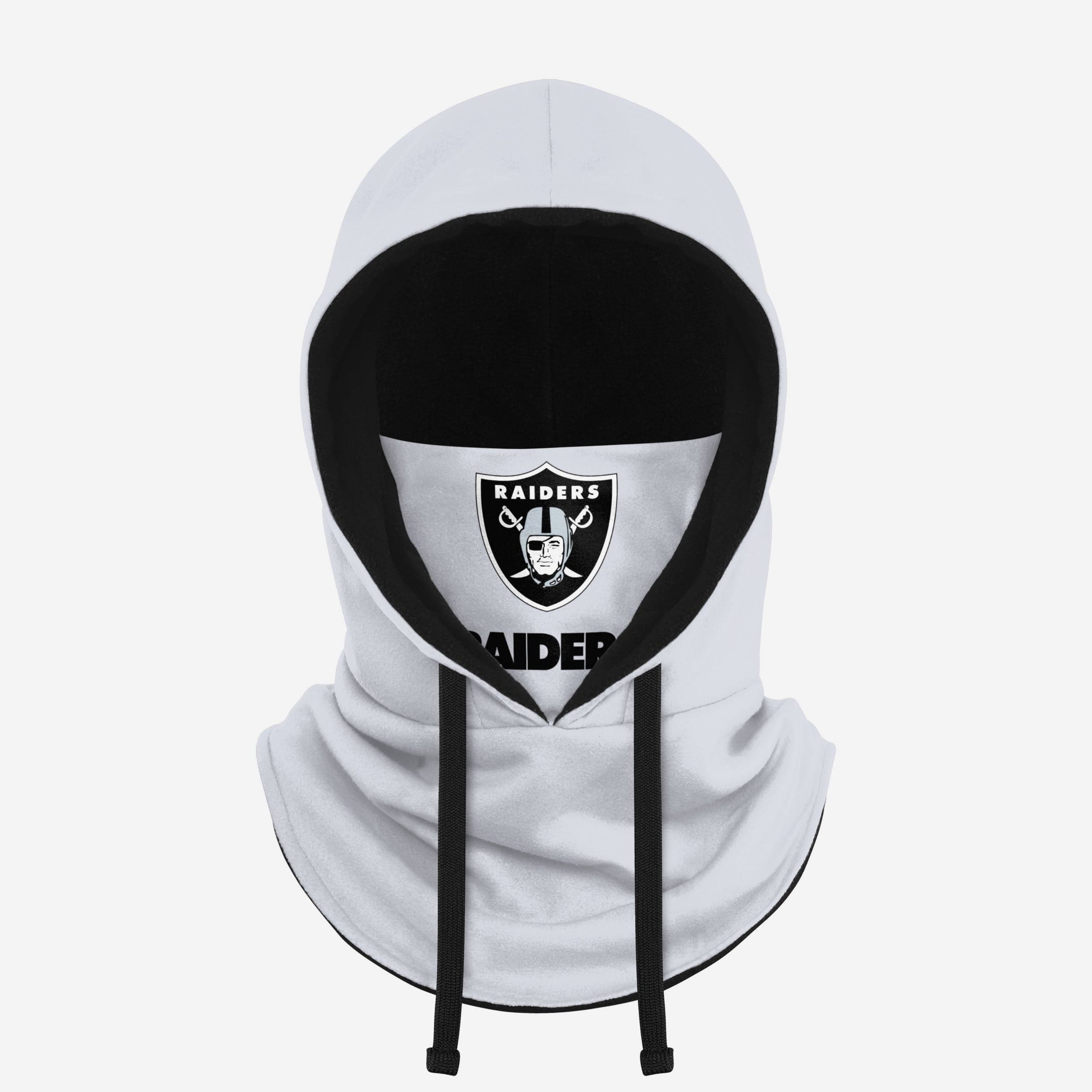 Las Vegas Raiders White Drawstring Hooded Gaiter Fan Gear For Men And Women
