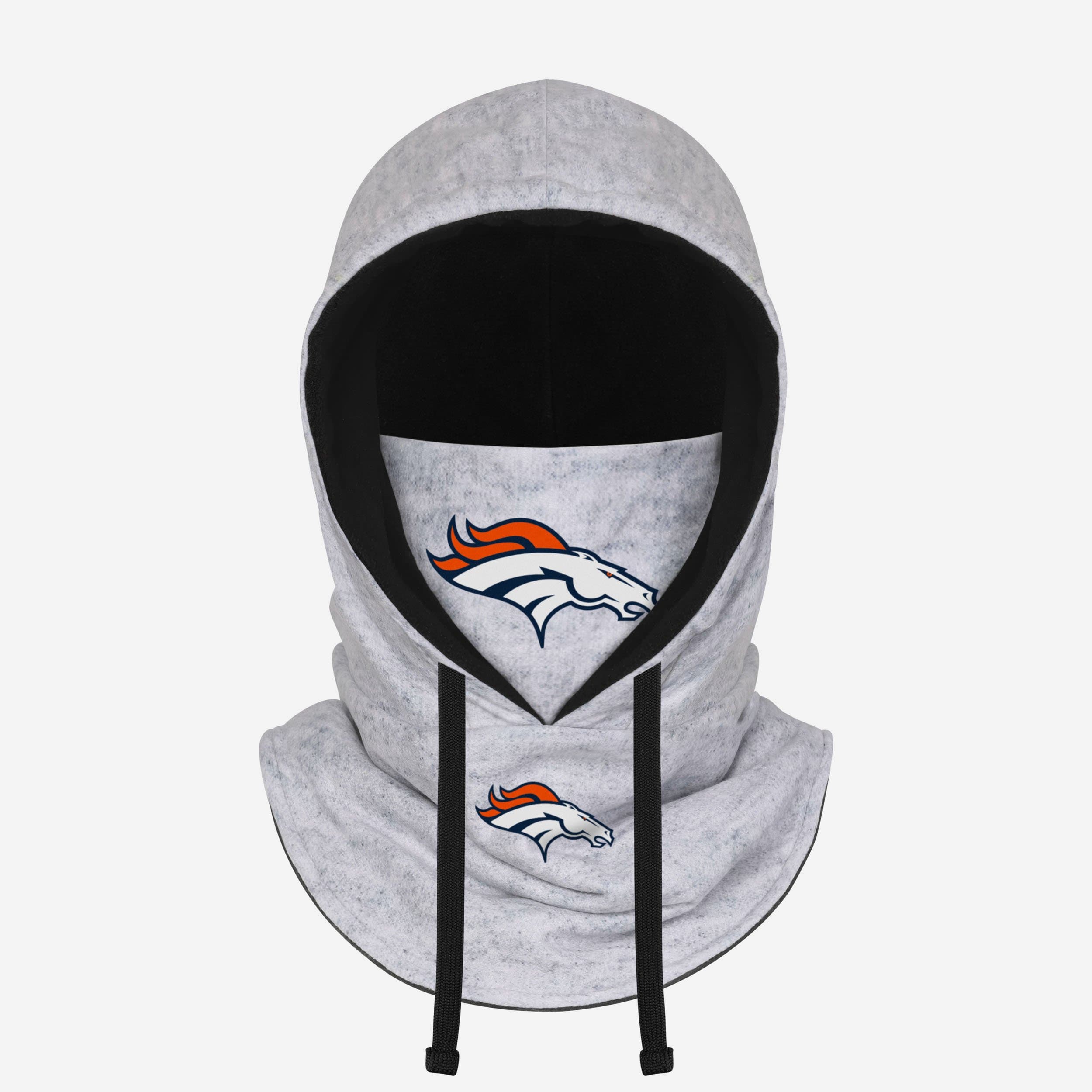 Denver Broncos Heather Gray Drawstring Hooded Gaiter Scarf Fan Gear For Men And Women