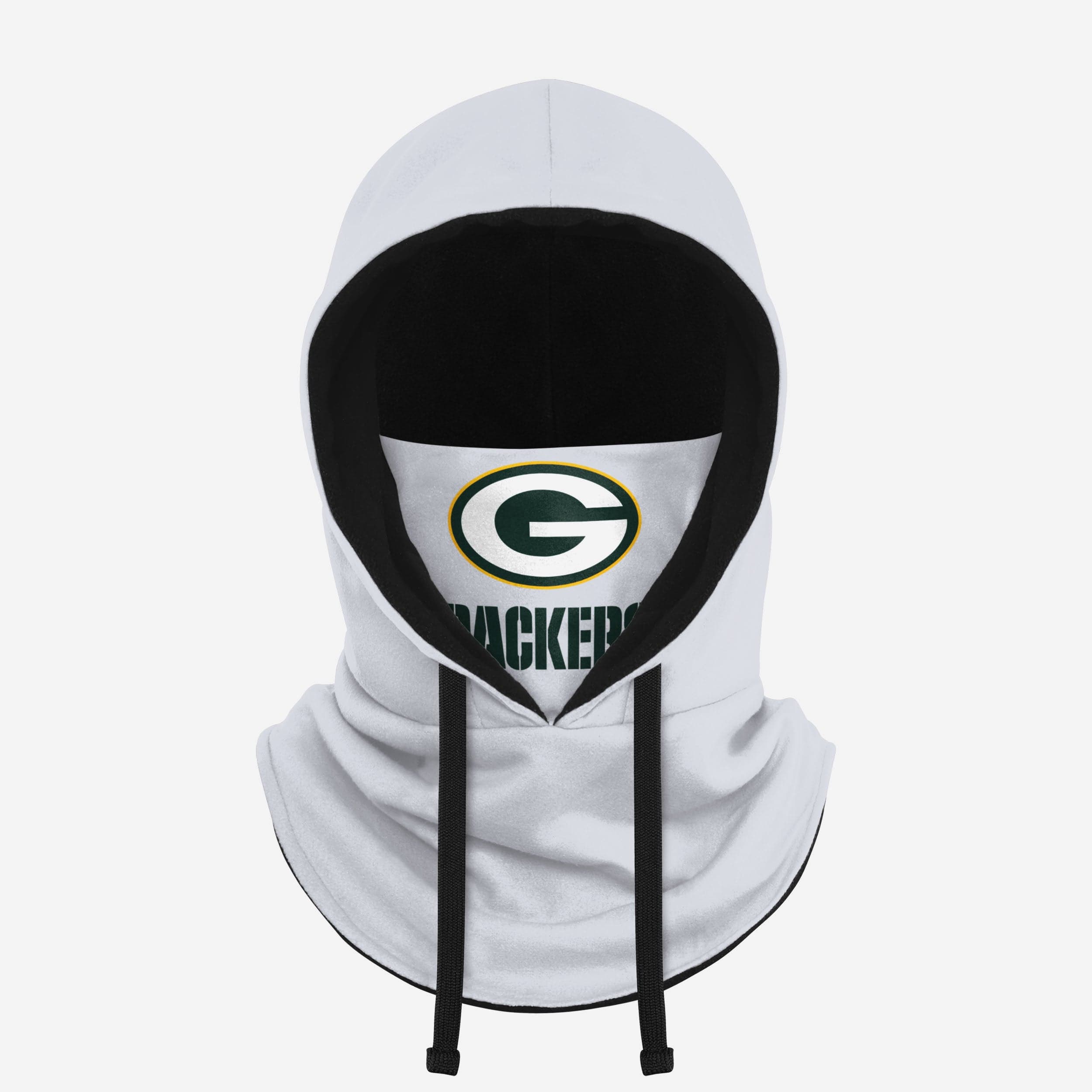 Green Bay Packers White Drawstring Hooded Gaiter Fan Gear For Men And Women