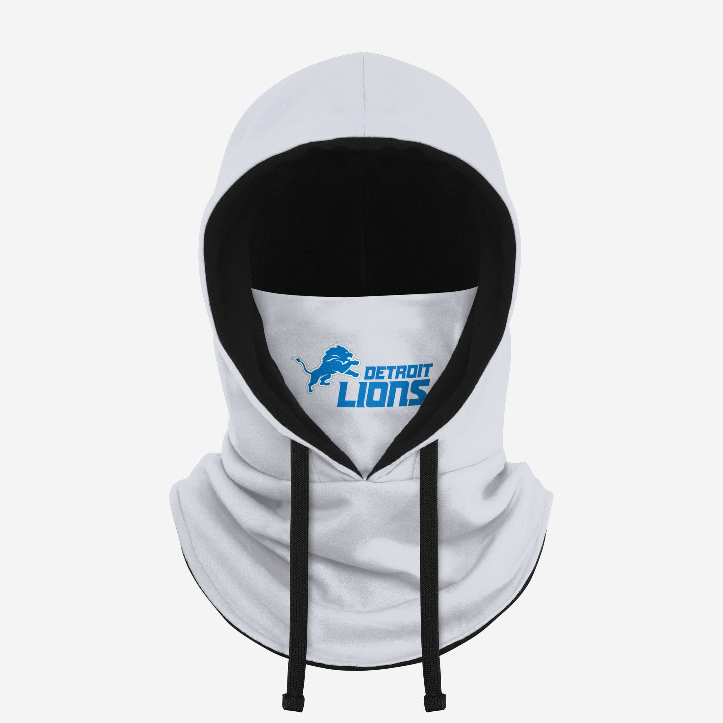 Detroit Lions White Drawstring Hooded Gaiter Fan Gear For Men And Women