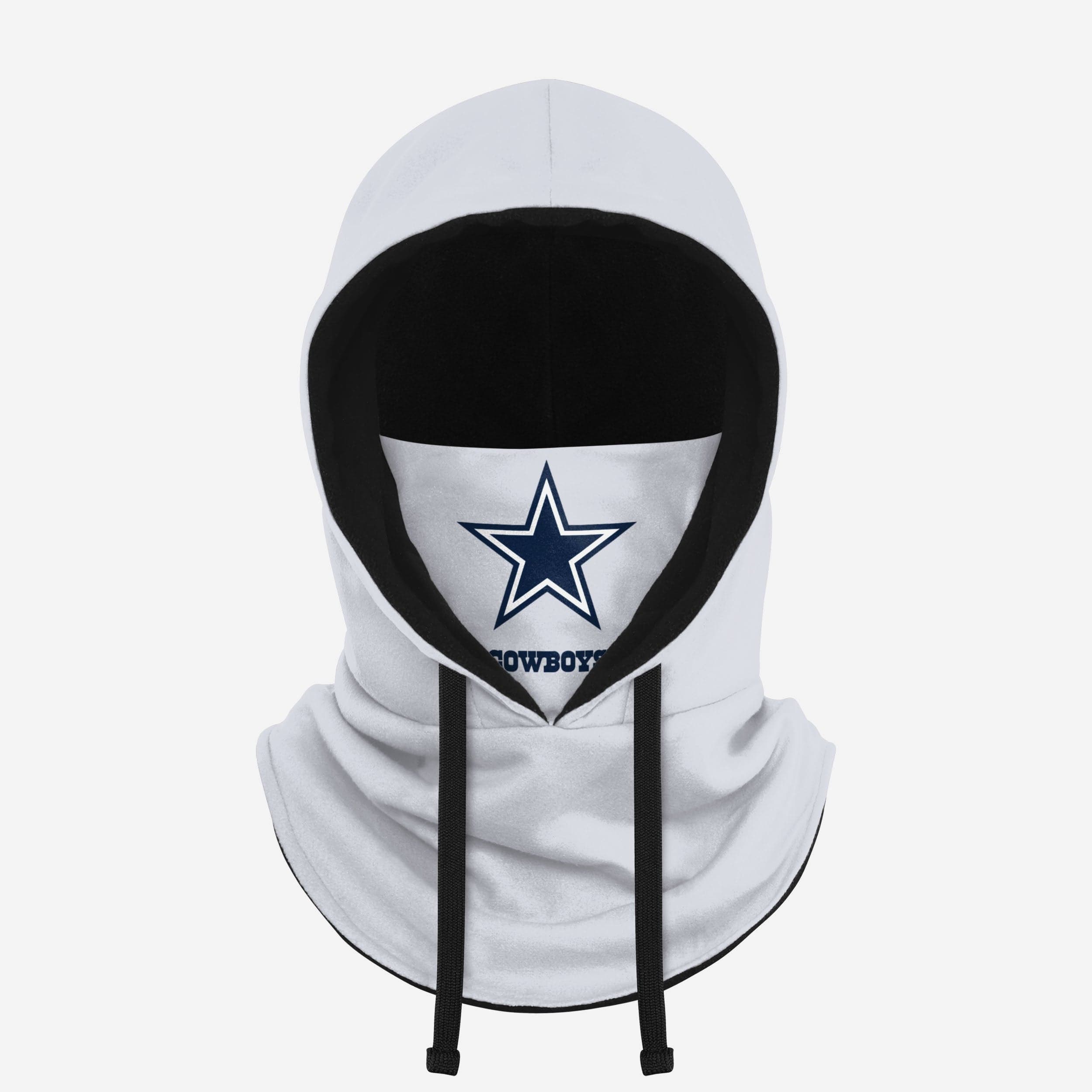 Dallas Cowboys White Drawstring Hooded Gaiter Fan Gear For Men And Women