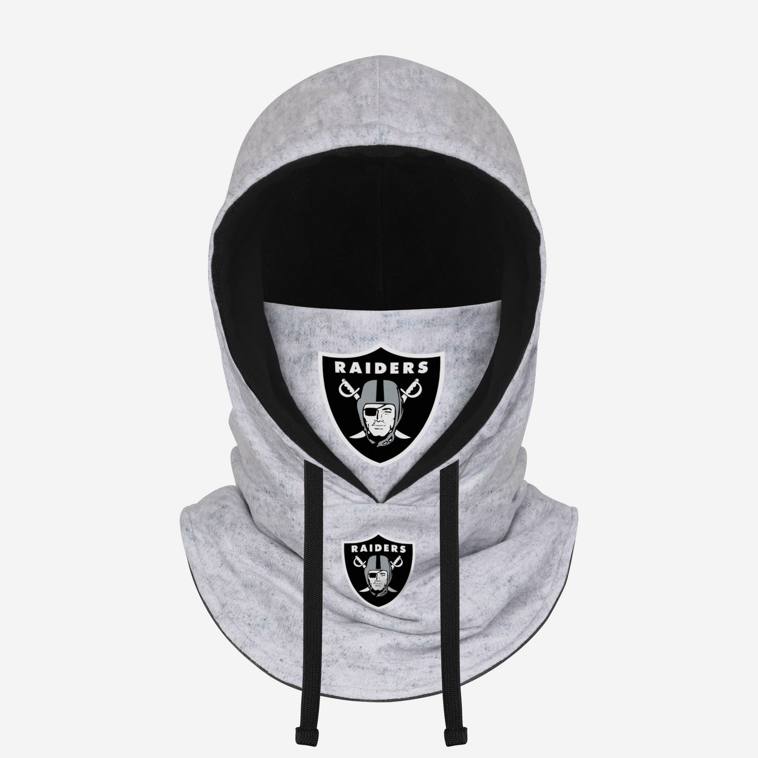 Las Vegas Raiders Heather Gray Drawstring Hooded Gaiter Scarf Fan Gear For Men And Women