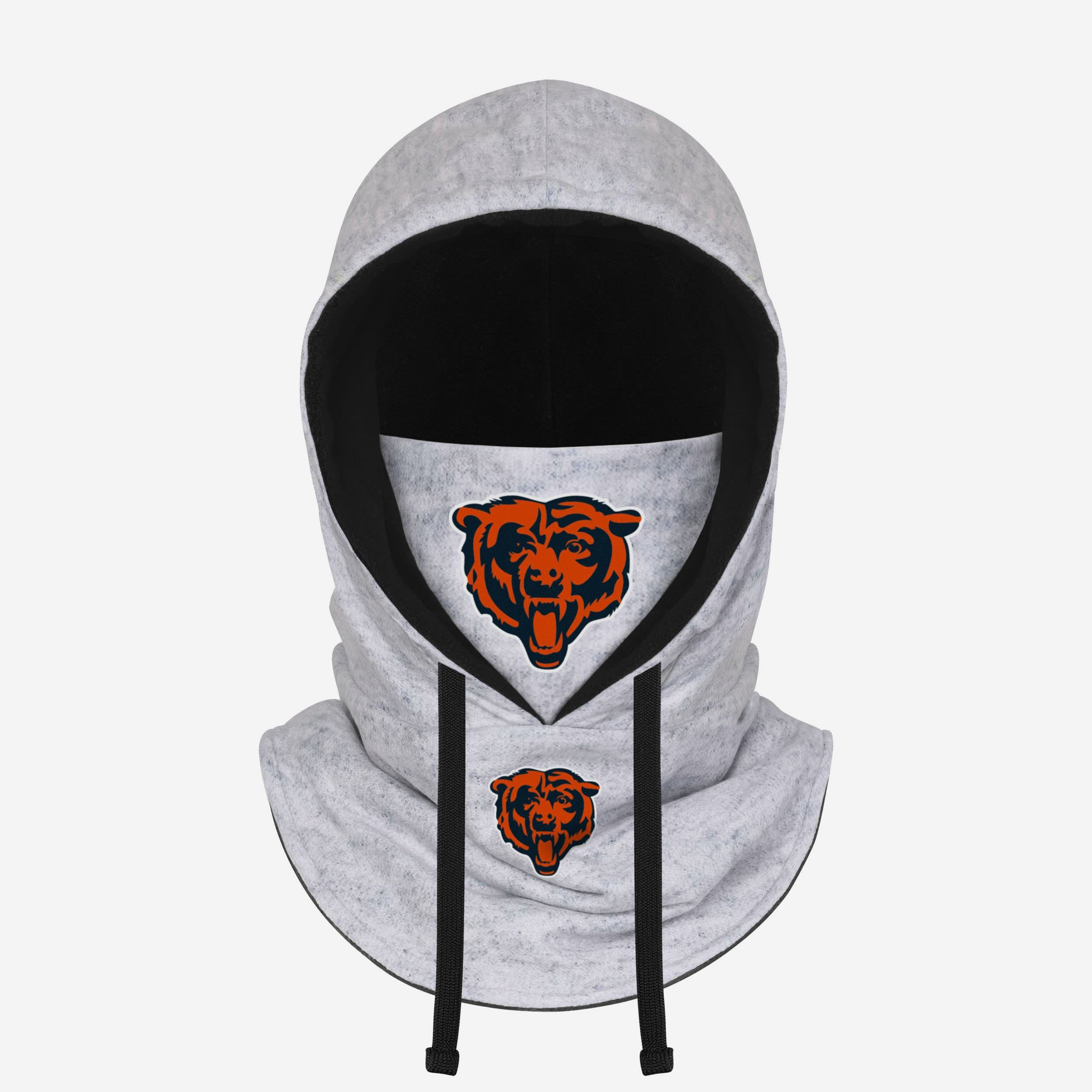 Chicago Bears Heather Gray Drawstring Hooded Gaiter Scarf Fan Gear For Men And Women