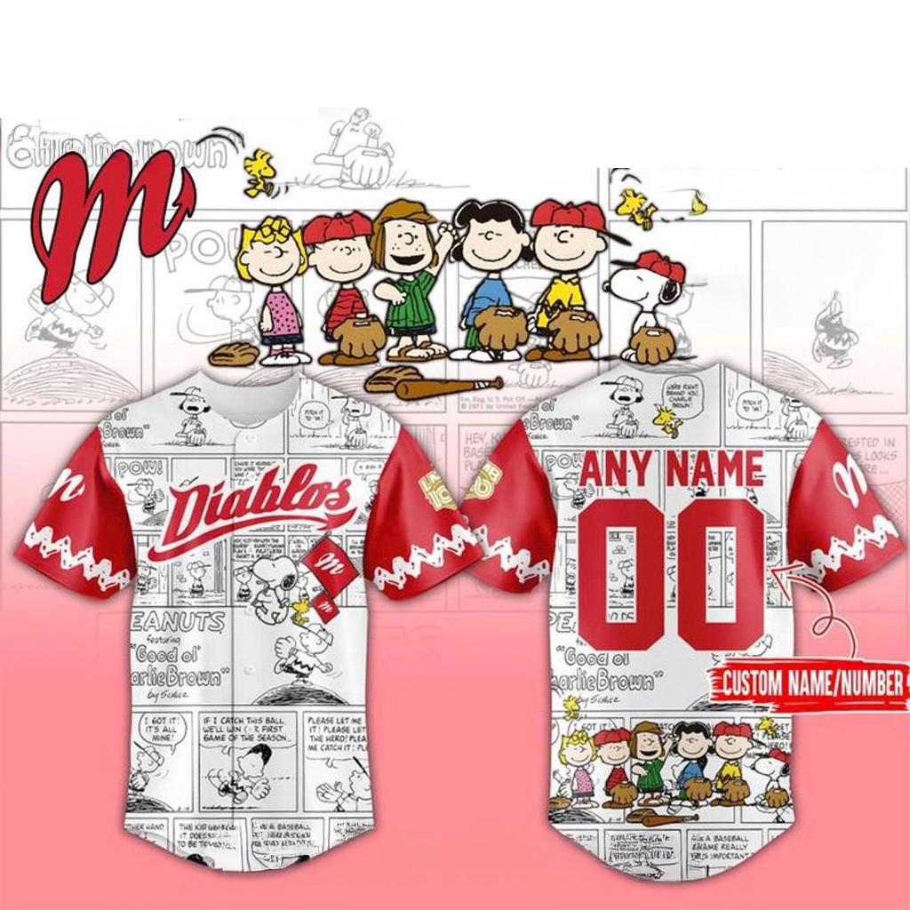 Diablos Rojos Del Mexico x Peanuts 2025 Baseball Jersey Custom Name And Number For Men And Women