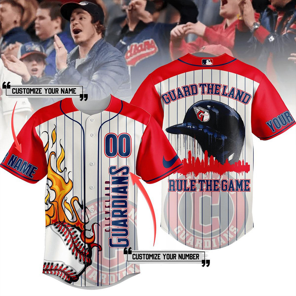 Custom Cleveland Guardians Guard The Land Rule The Game Helmet Baseball Jersey