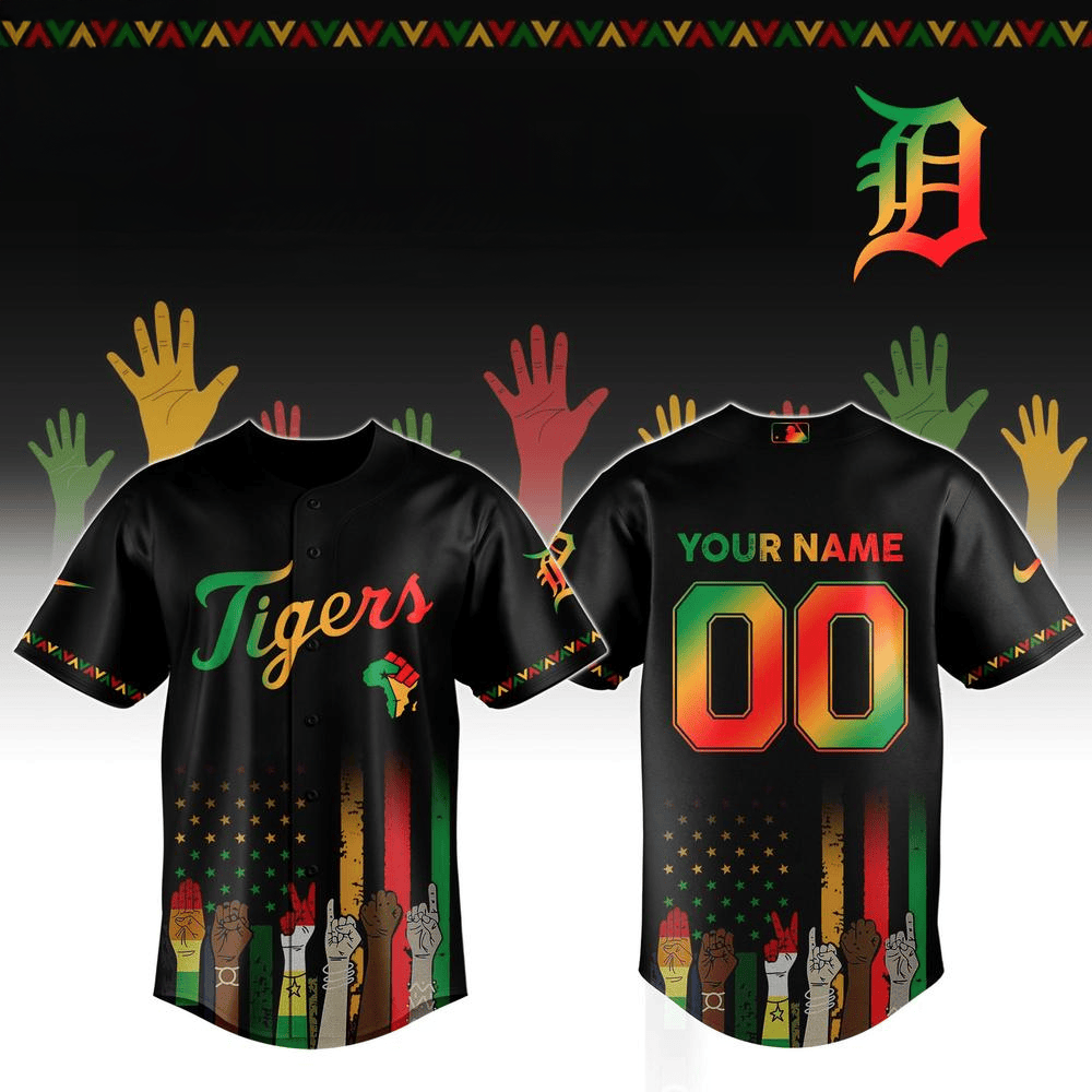 Custom Detroit Tigers MLB x Juneteenth Freedom Day Baseball Jersey