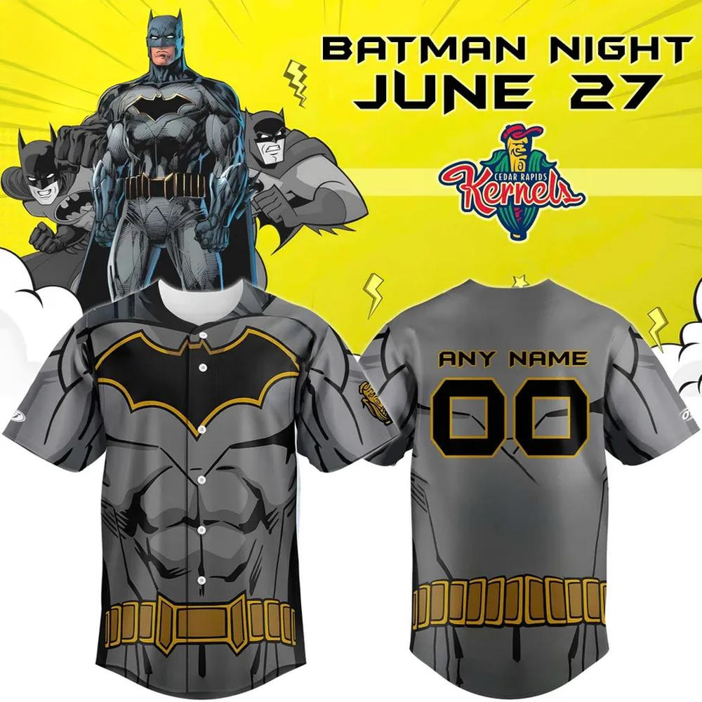 Cedar Rapids Kernels Batman Night Baseball Jersey Custom