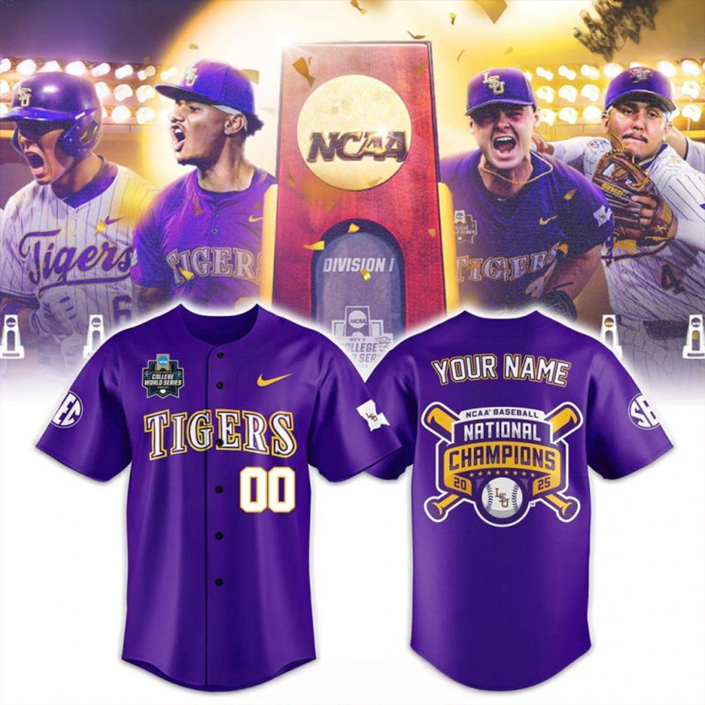 2025 LSU Tigers Baseball Jersey Custom NCAA Mens College World Series Champions