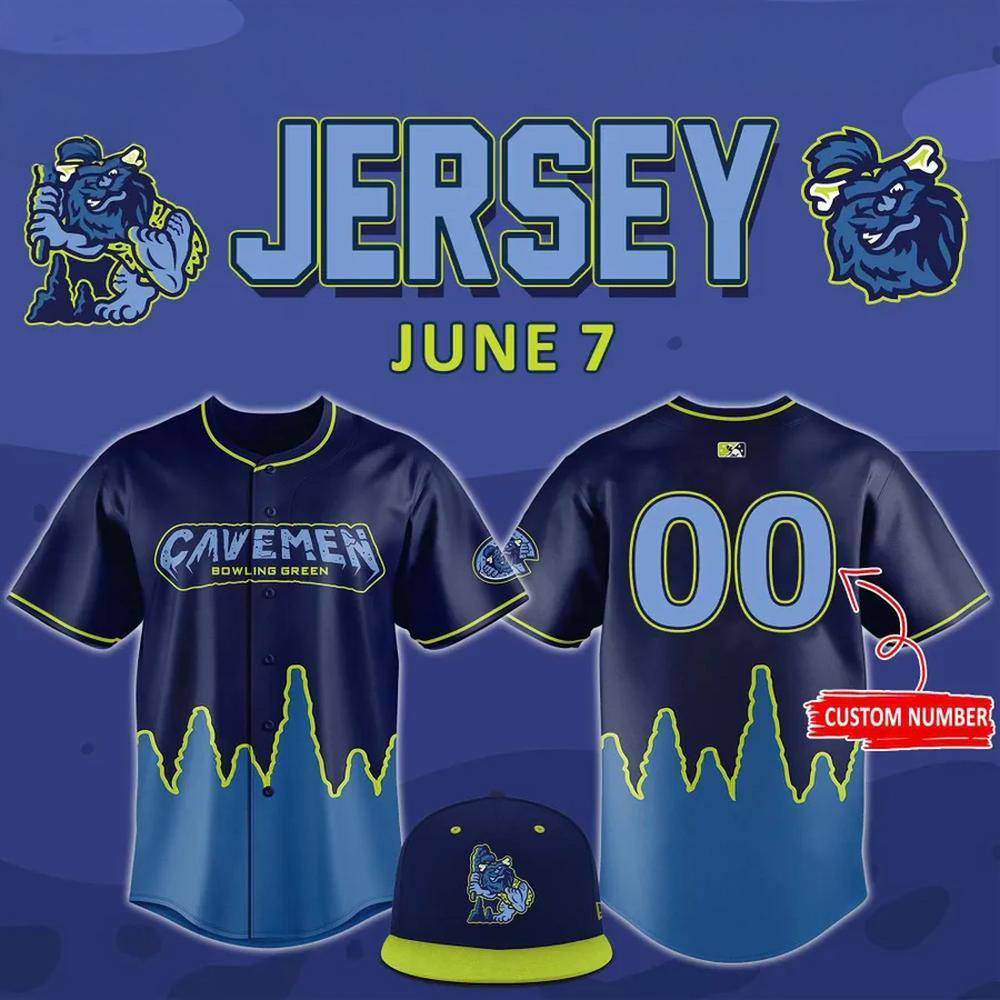 Bowling Green Hot Rods x Cavemen Baseball Jersey Custom Name And Number
