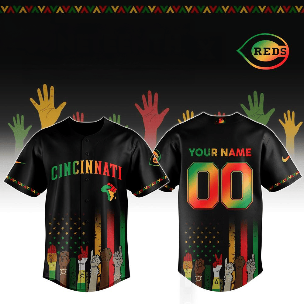 Custom Cincinnati Reds MLB x Juneteenth Freedom Day Baseball Jersey