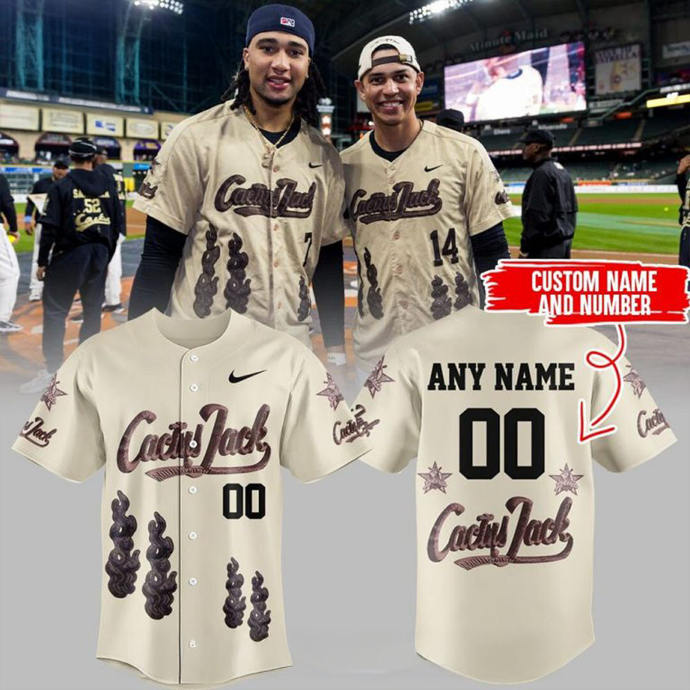 Custom Houston Astros MLB 2025 Nike Cactus Jack HBCU Baseball Jersey Awesome Fathers Day Gifts