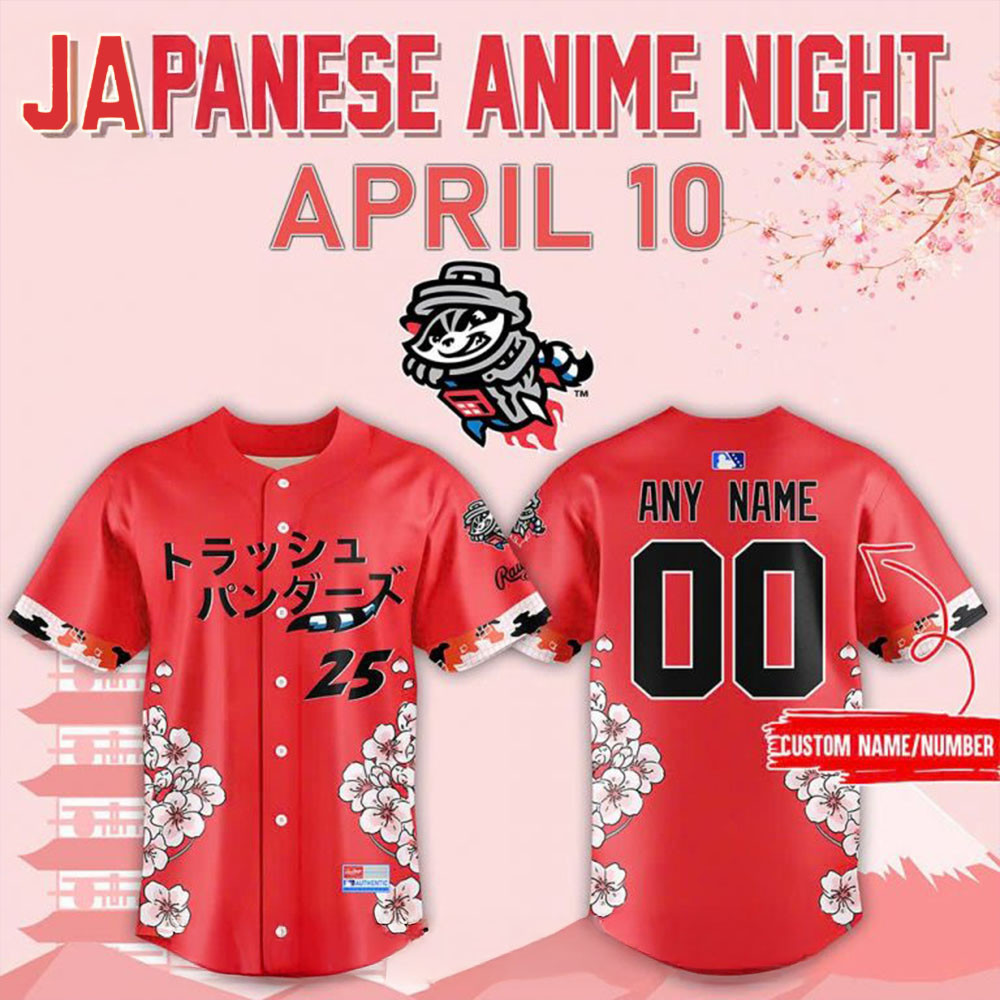 Rocket City Trash Pandas Japanese Anime Night Baseball Jersey MILB Custom For Men And Women