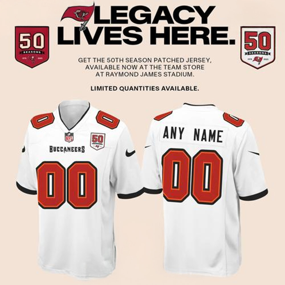 NFL Tampa Bay Buccaneers Celebrate The Legacy Of 50 Seasons White Football Jersey