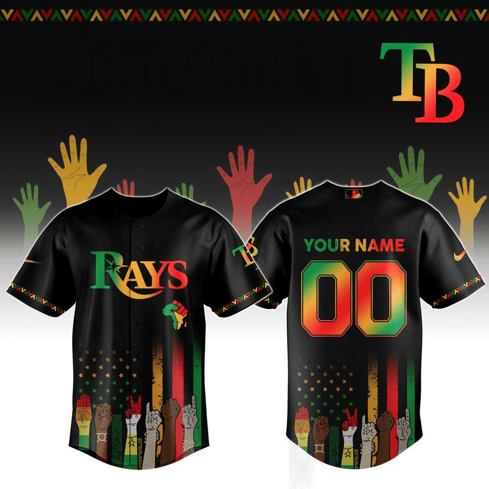 Custom Tampa Bay Rays MLB x Juneteenth Freedom Day Baseball Jersey Tampa Bay Rays Merch Dad Gift