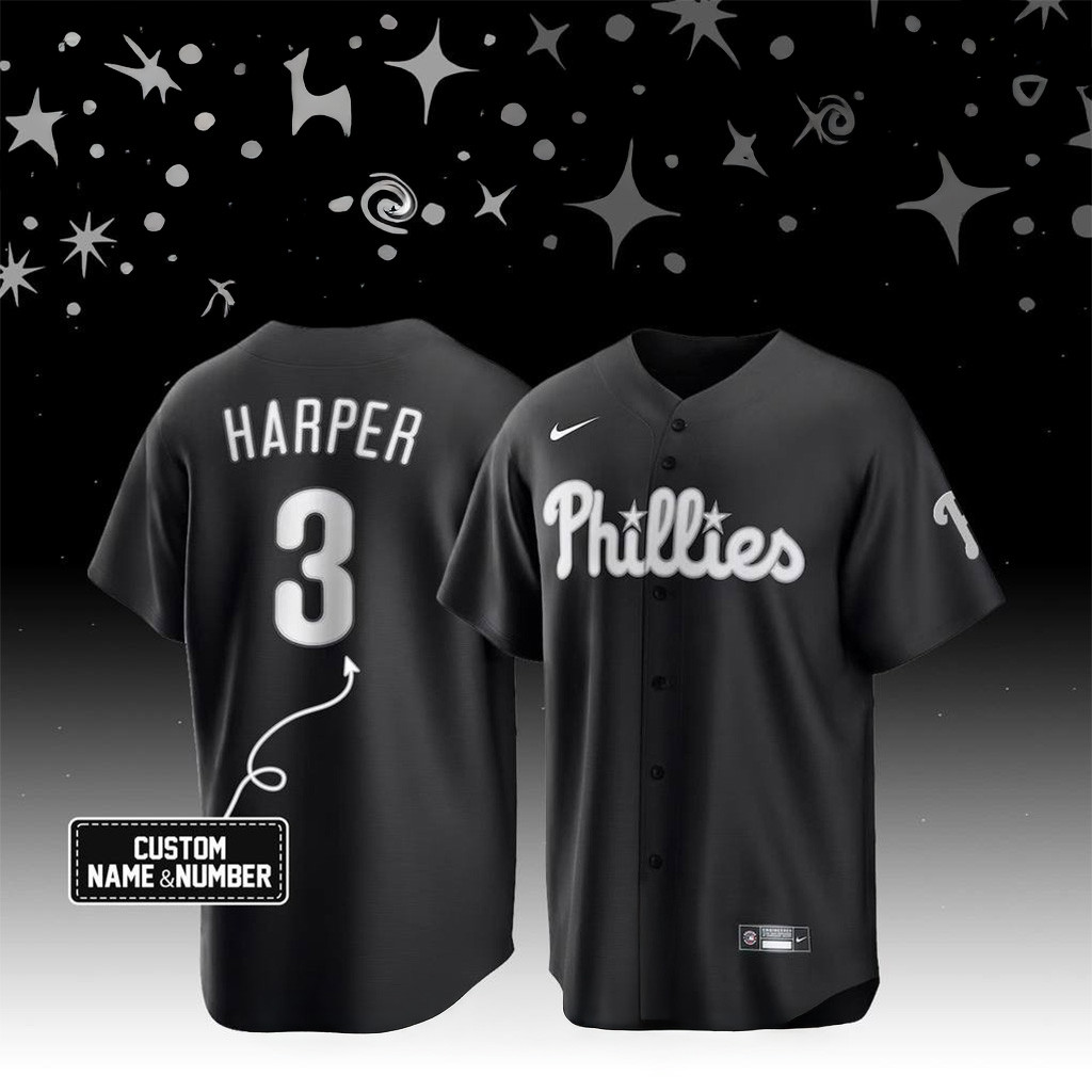 Custom Philadelphia Phillies Black Lights Out 2025 Special Baseball JerseyAll Over Print