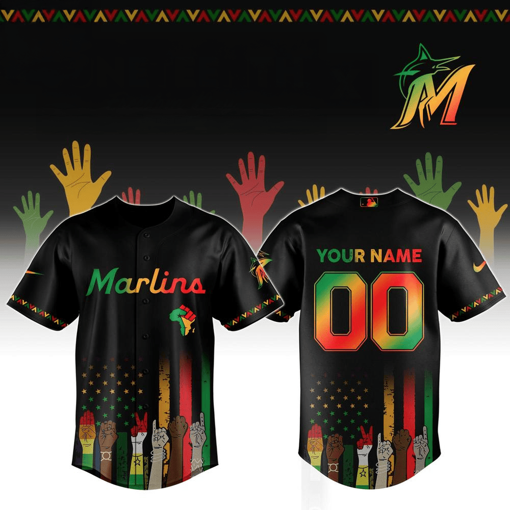 Customized Miami Marlins MLB x Juneteenth Freedom Day Baseball Jersey Miami Marlins Merch