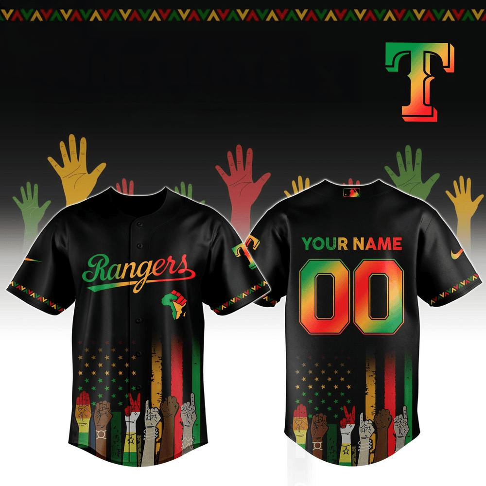 Custom Texas Rangers MLB x Juneteenth Freedom Day Baseball Jersey