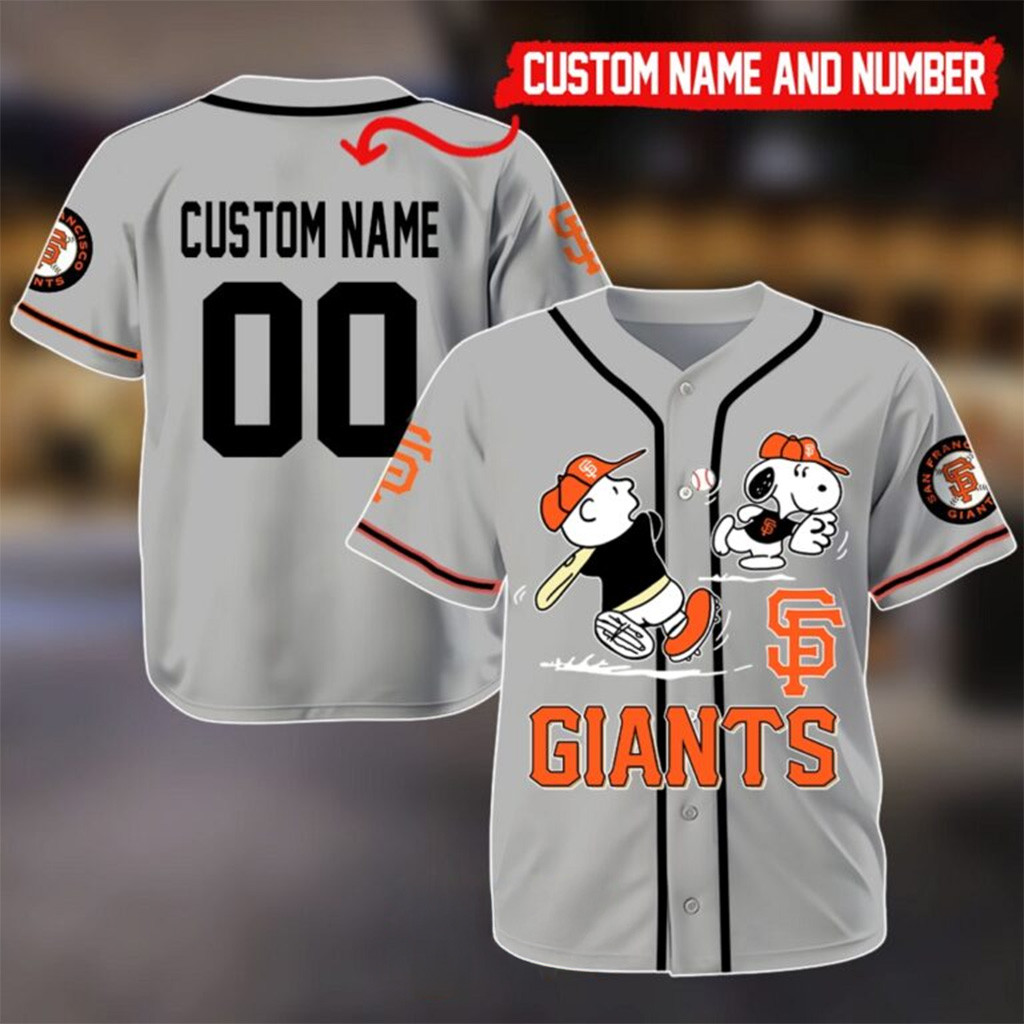 Custom San Francisco Giants Peanuts Snoopy Playing Baseball Jersey Custom For Men And Women
