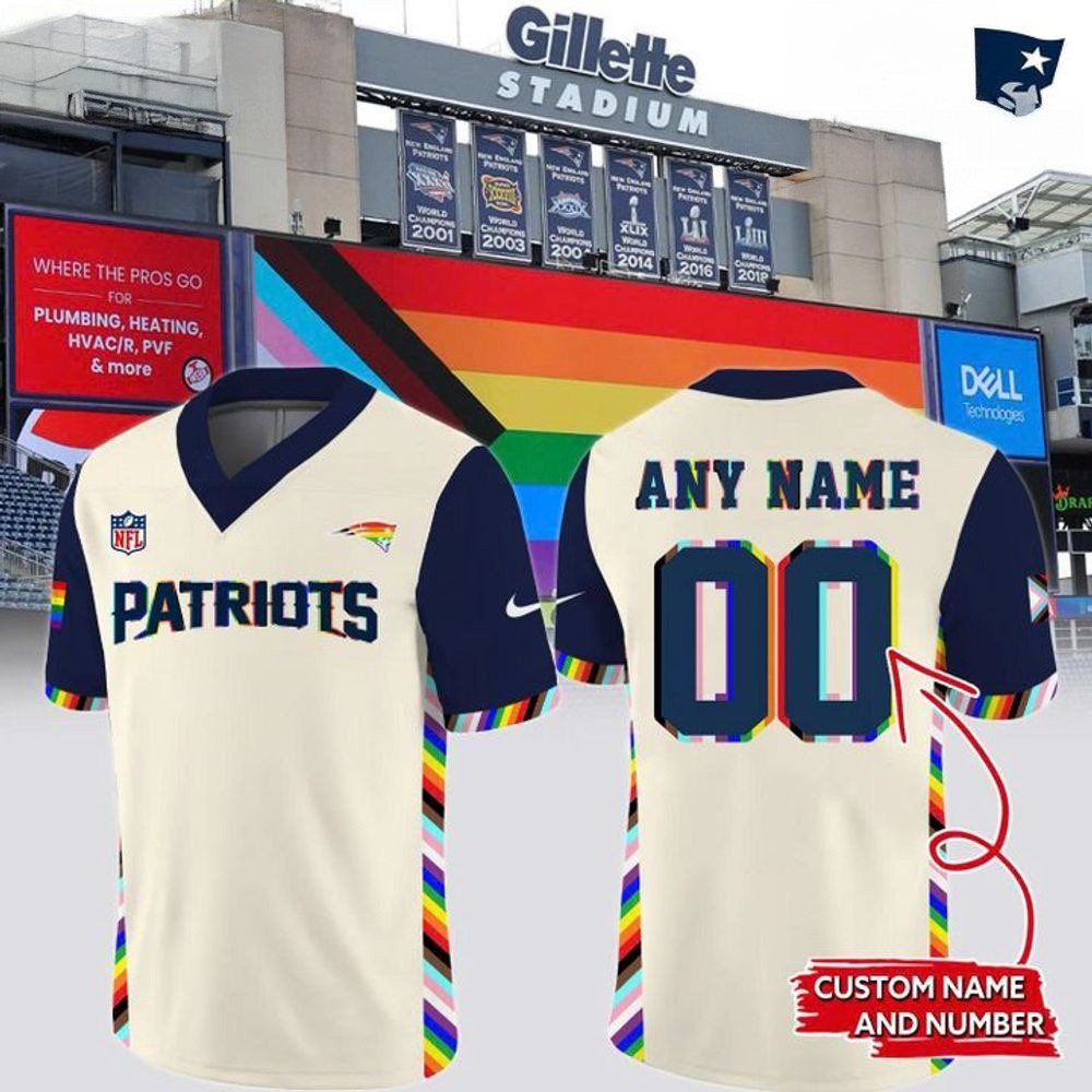 Custom New England Patriots NFL Pride Night 2025 Football Jersey