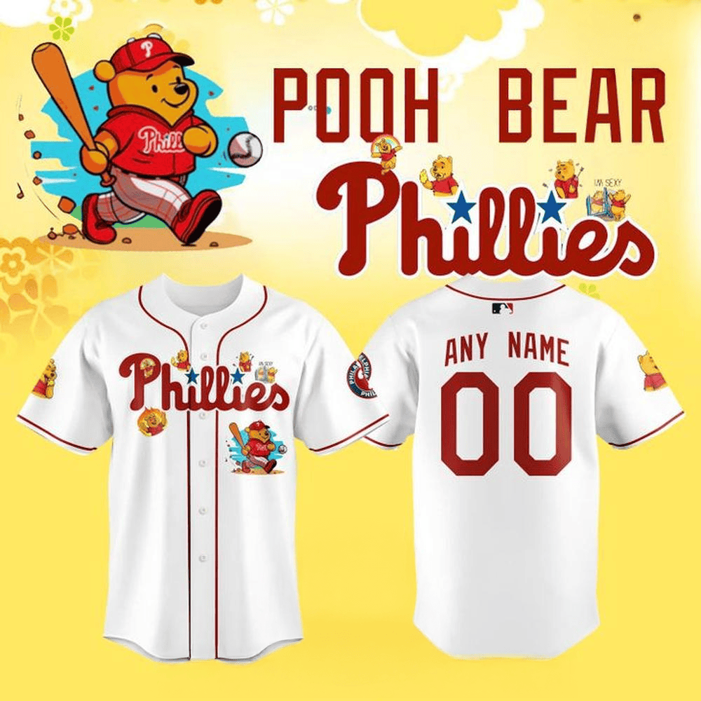 Custom Philadelphia Phillies Pooh Bear Baseball Jersey For Men Women And Kids