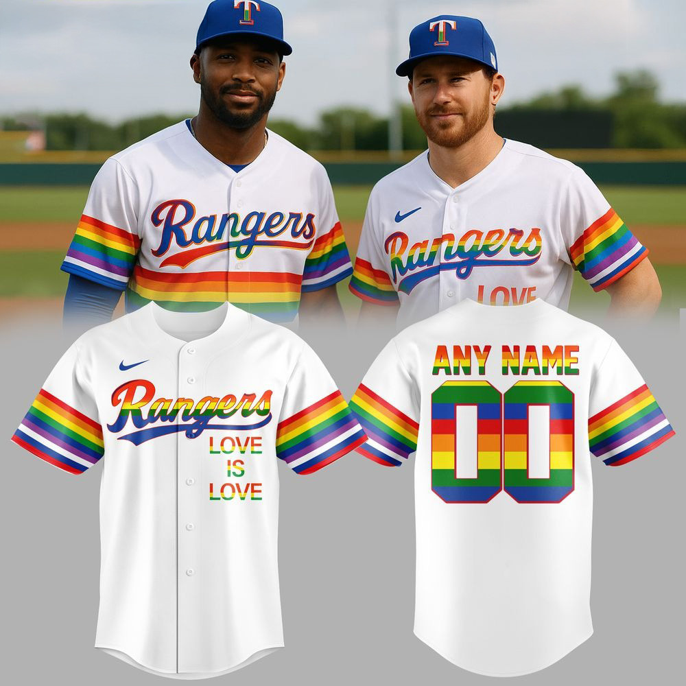 Custom Texas Rangers x Pride Night 2025 Love is Love Baseball Jersey