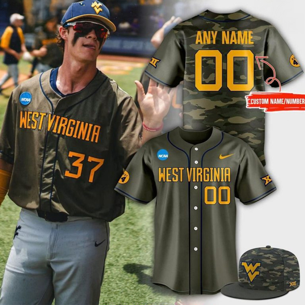 Custom West Virginia Mountaineers Military Appreciation 2025 Camo Baseball Jersey For Men And Women