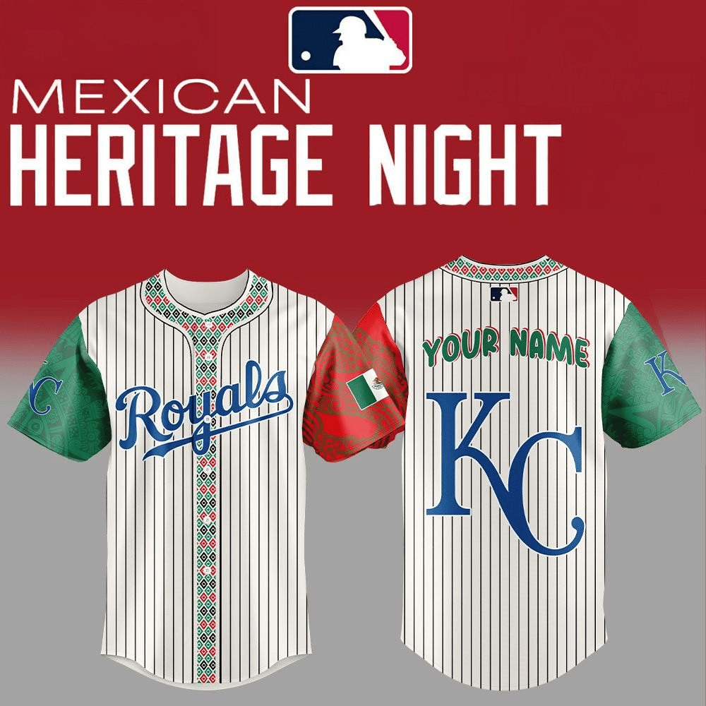 Custom Kansas City Royals Mexican Heritage Night Striped Baseball Jersey