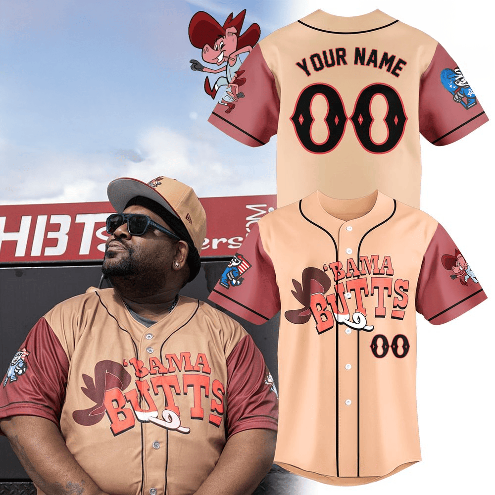 Rocket City Trash Pandas x Bama Butts Baseball Jersey Personalized