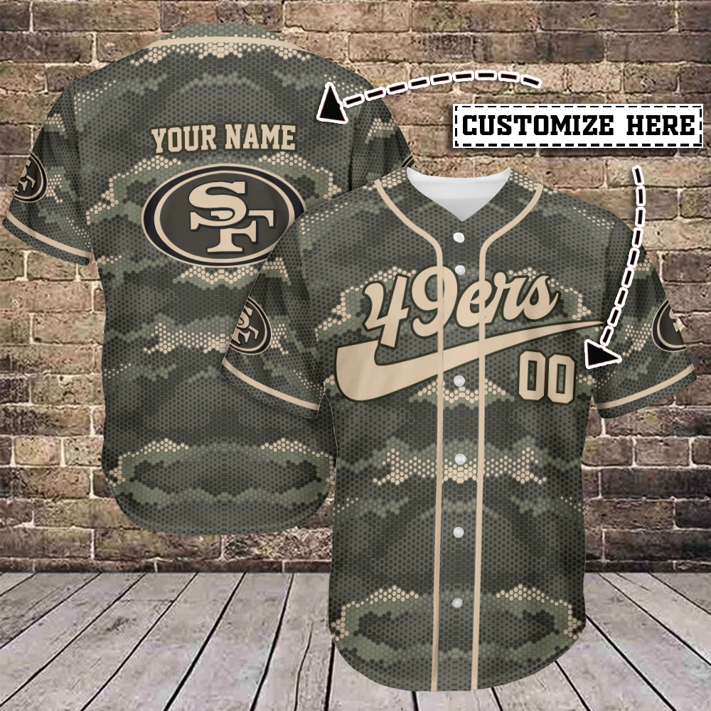 San Francisco 49Ers Camo Personalized BN034 Baseball Jersey For Sport Men And Women