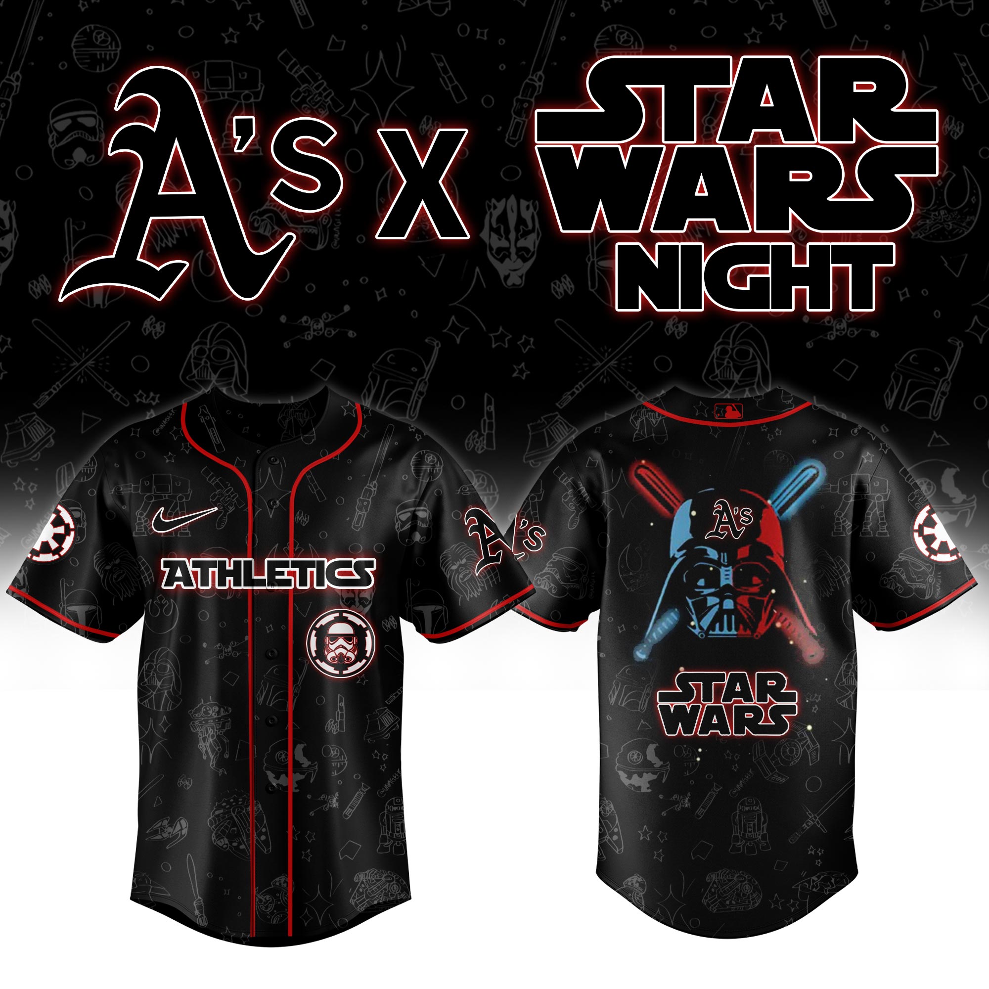 Oakland Athletics 2025 Star Wars Night Baseball Jersey For Men And Women