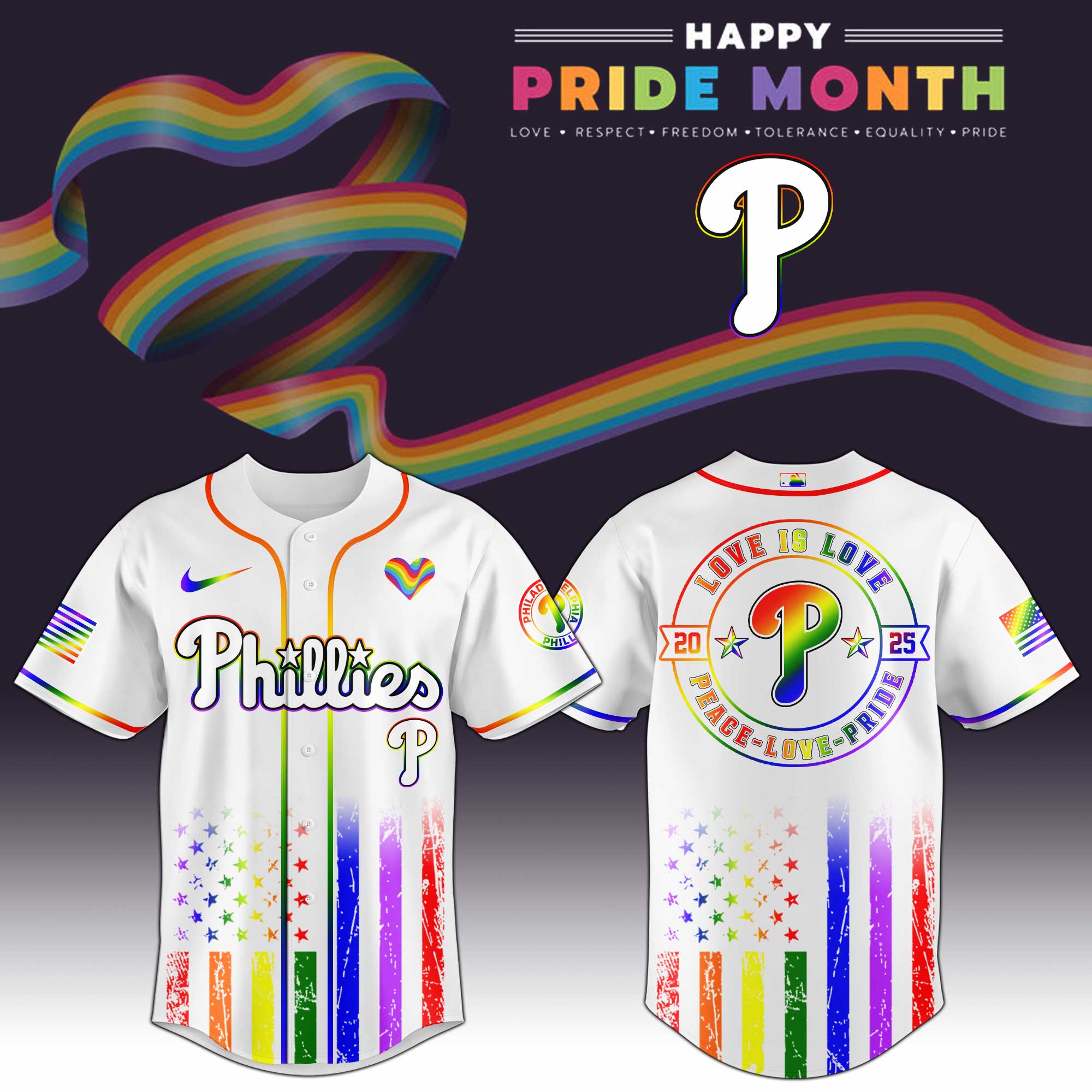 Philadelphia Phillies Happy Pride Month Baseball Jersey For MLB Fans Men And Women
