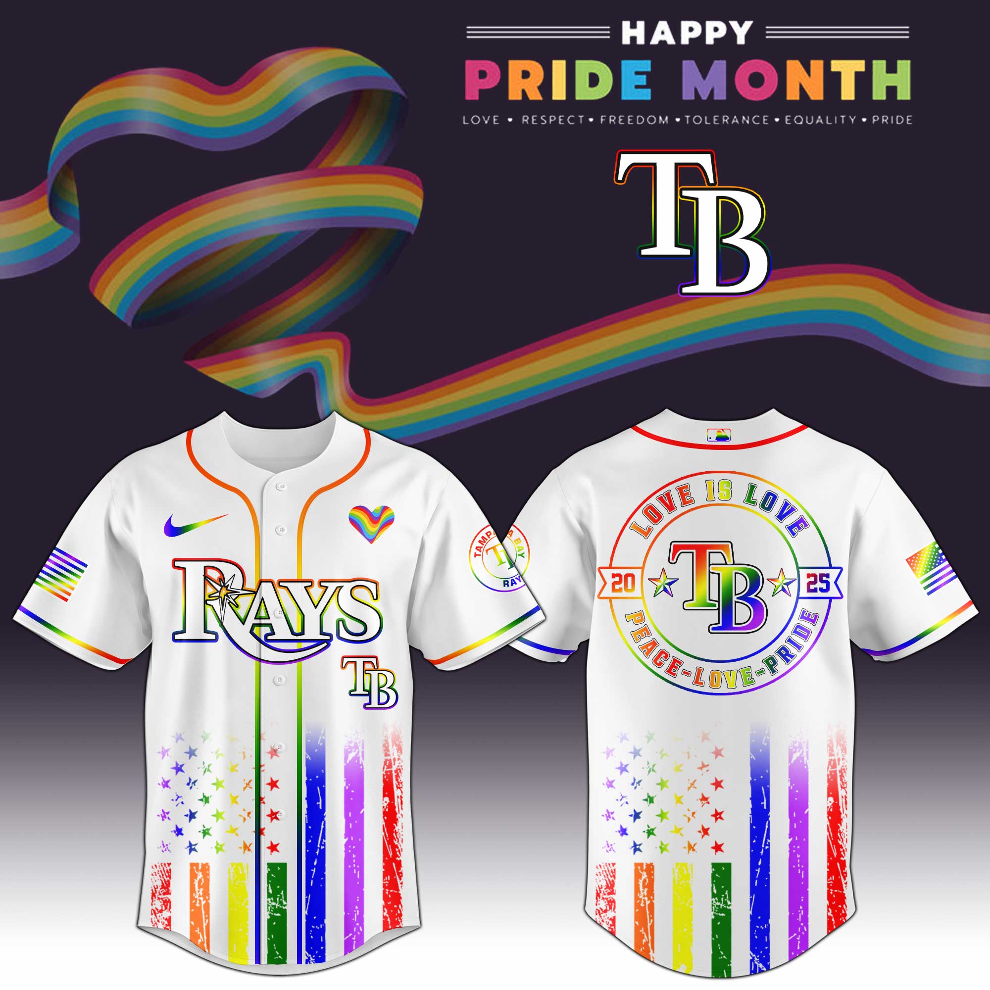 Tampa Bay Rays Happy Pride Month Baseball Jersey For MLB Fans Men And Women