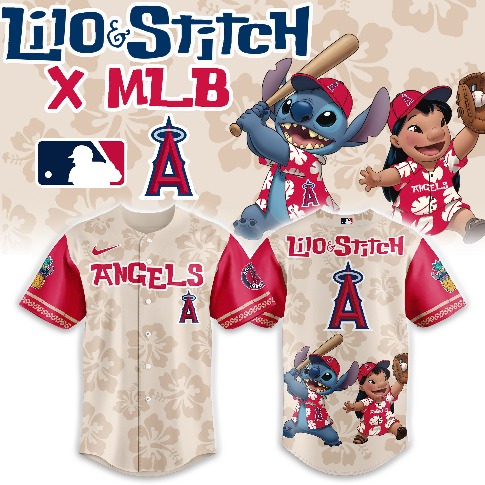 Los Angeles Angels Lilo And Stitch 2025 Baseball Jersey
