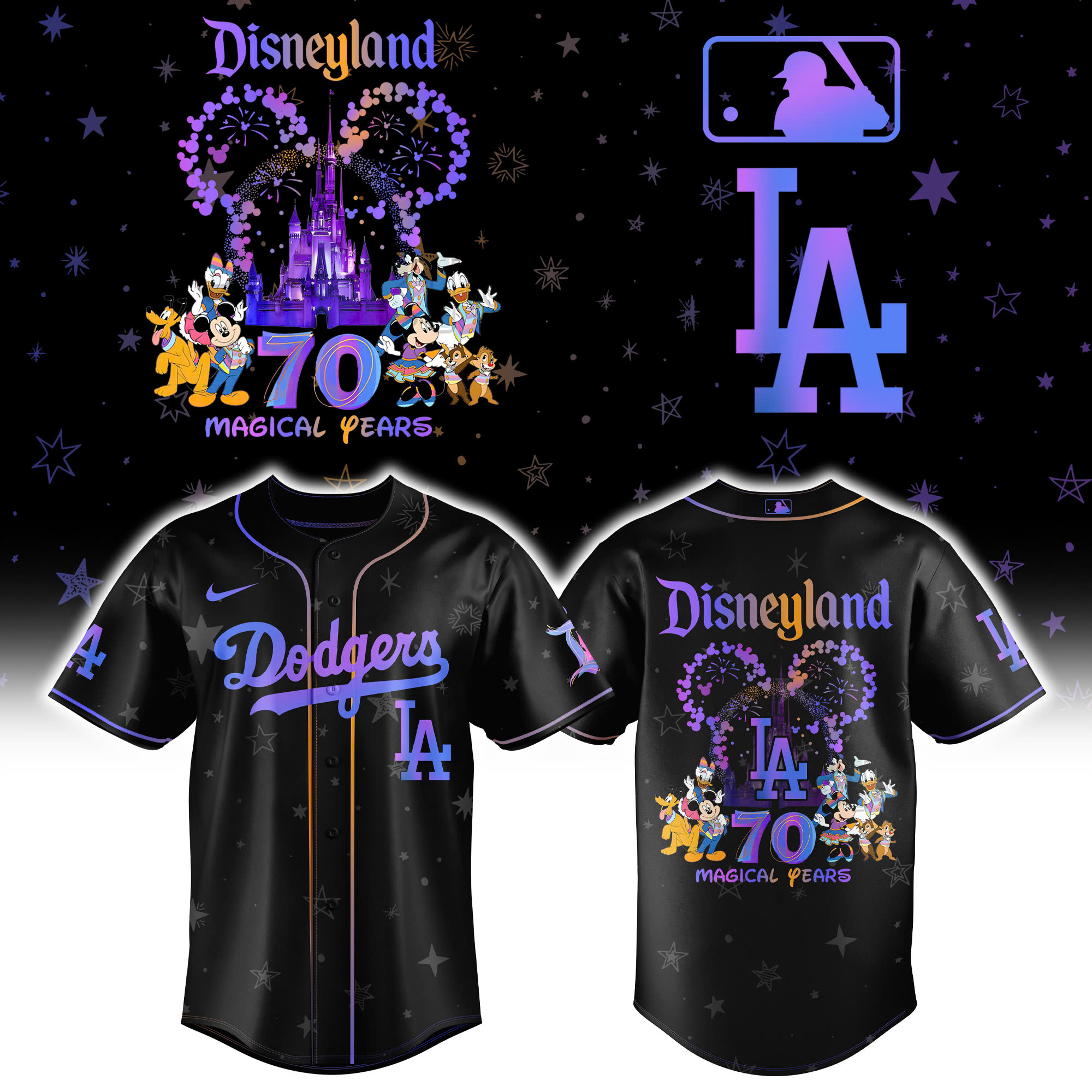 Los Angeles Dodgers Dsny Land Mickey 70th Baseball Jersey