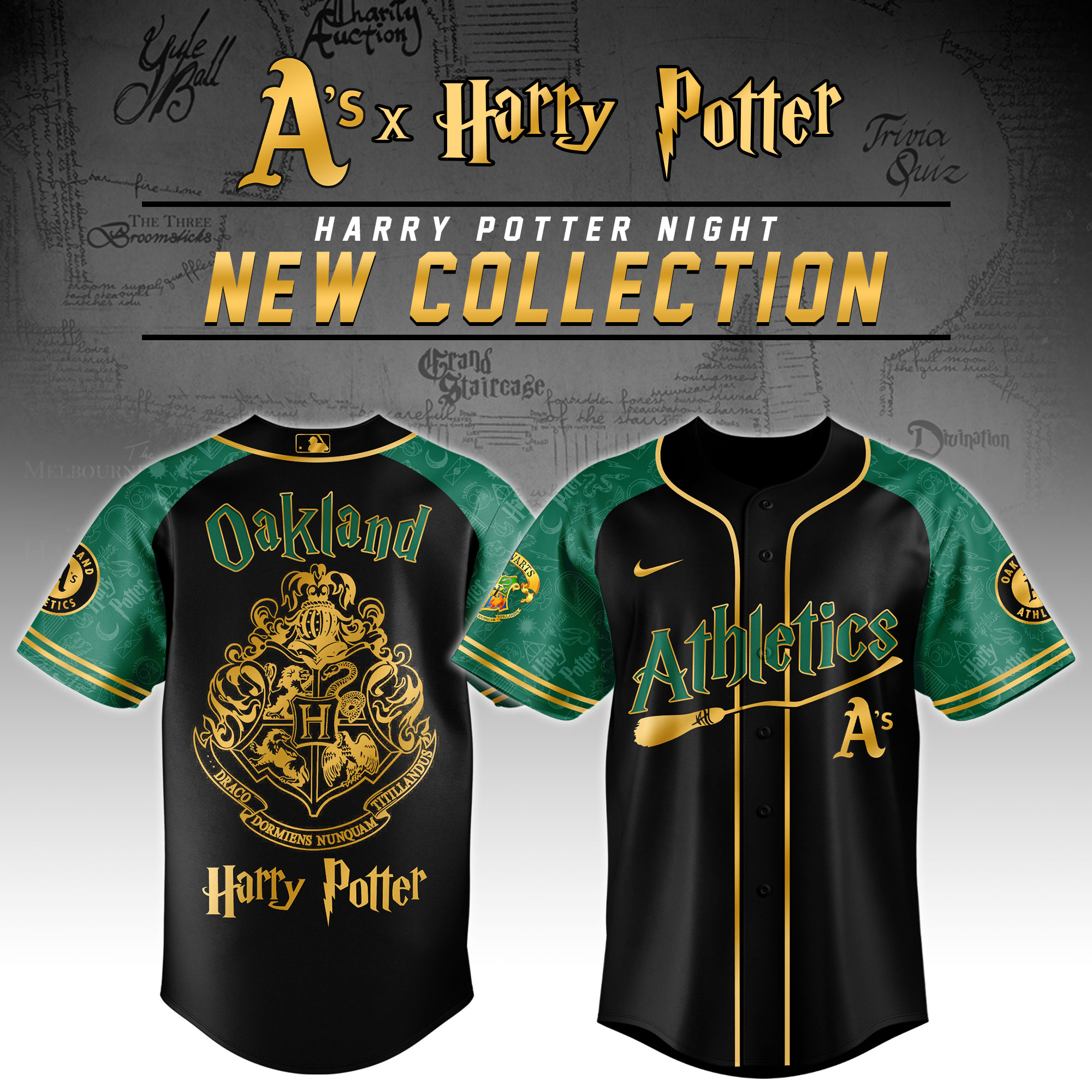 Oakland Athletics x Harry Potter Night Baseball Jersey For MLB Fans Men And Women