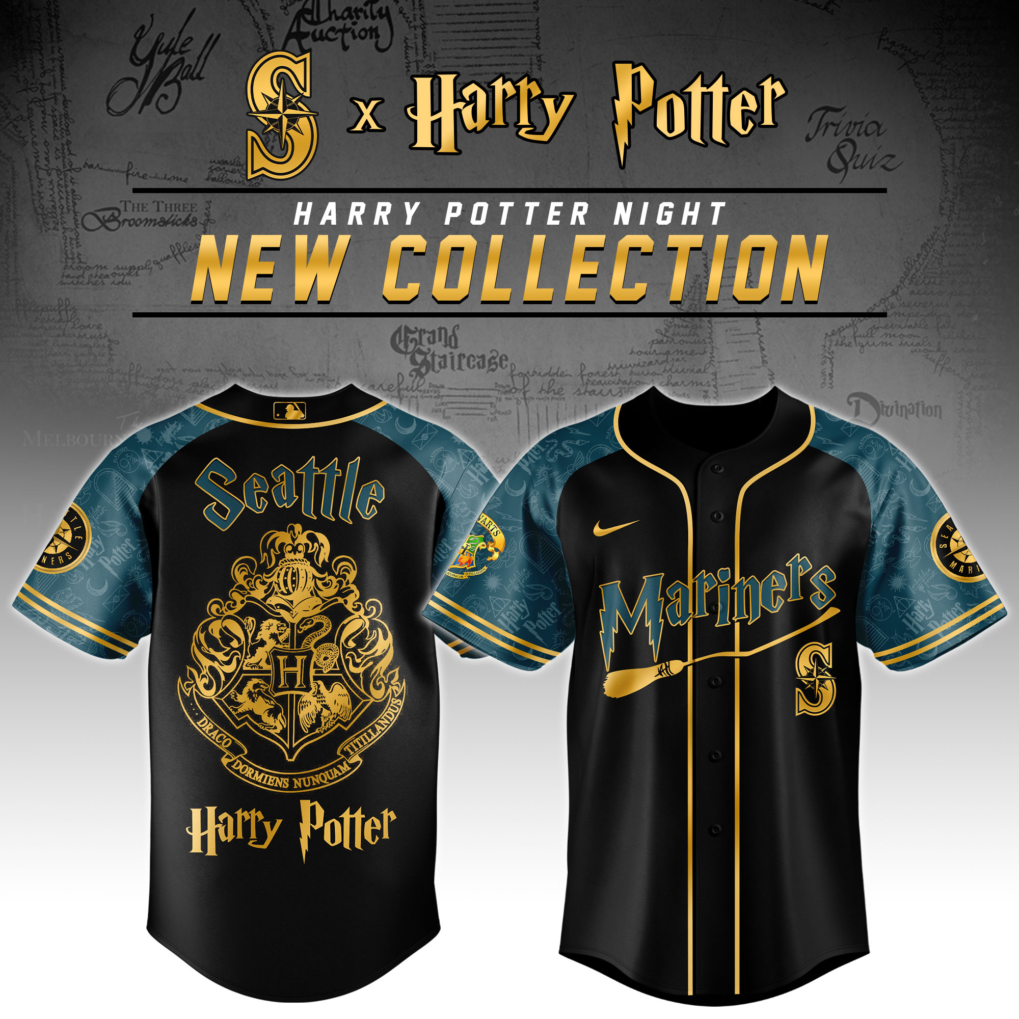 Seattle Mariners x Harry Potter Night Baseball Jersey For MLB Fans Men And Women