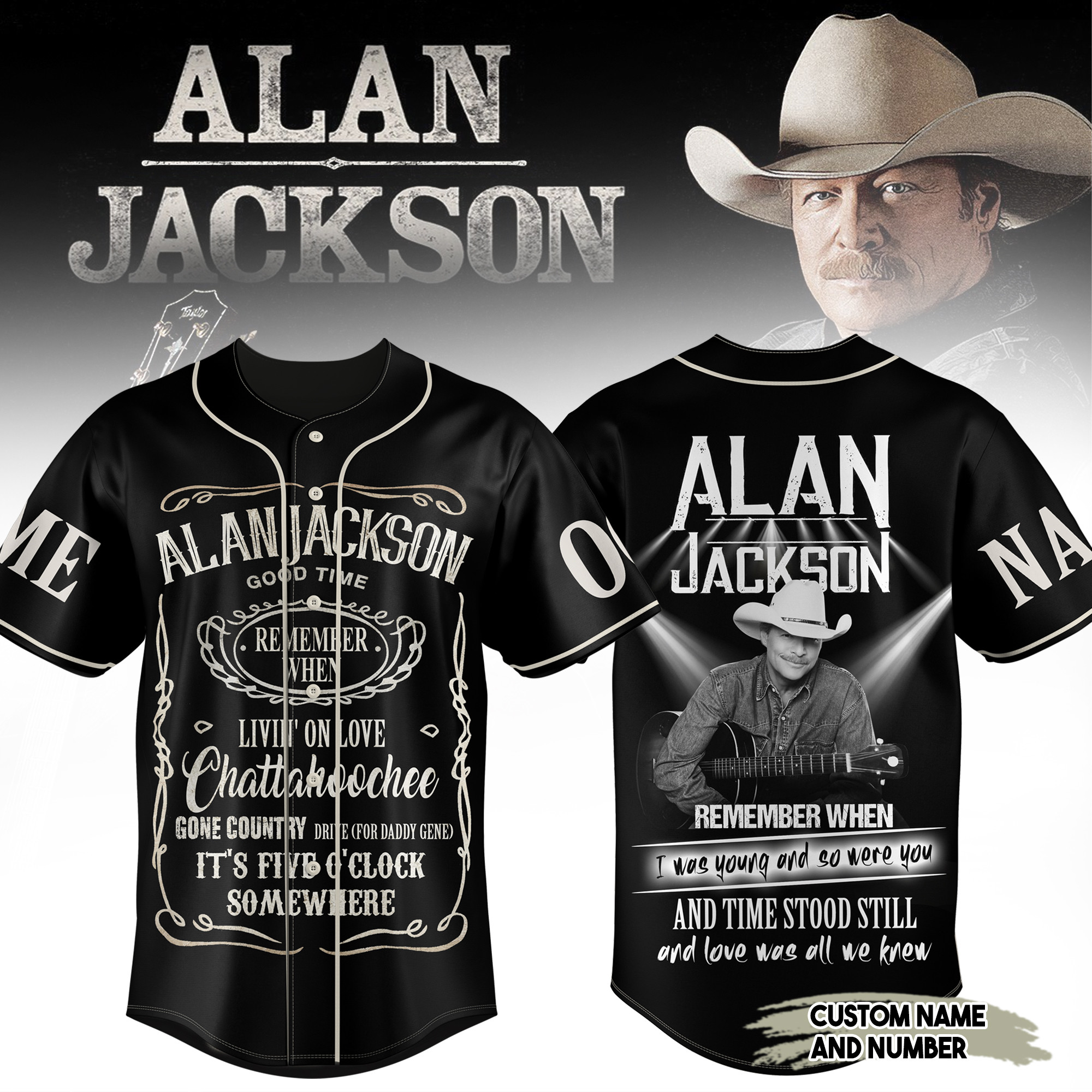 Alan Jackson Remember When Country Music Personalized Baseball Jersey