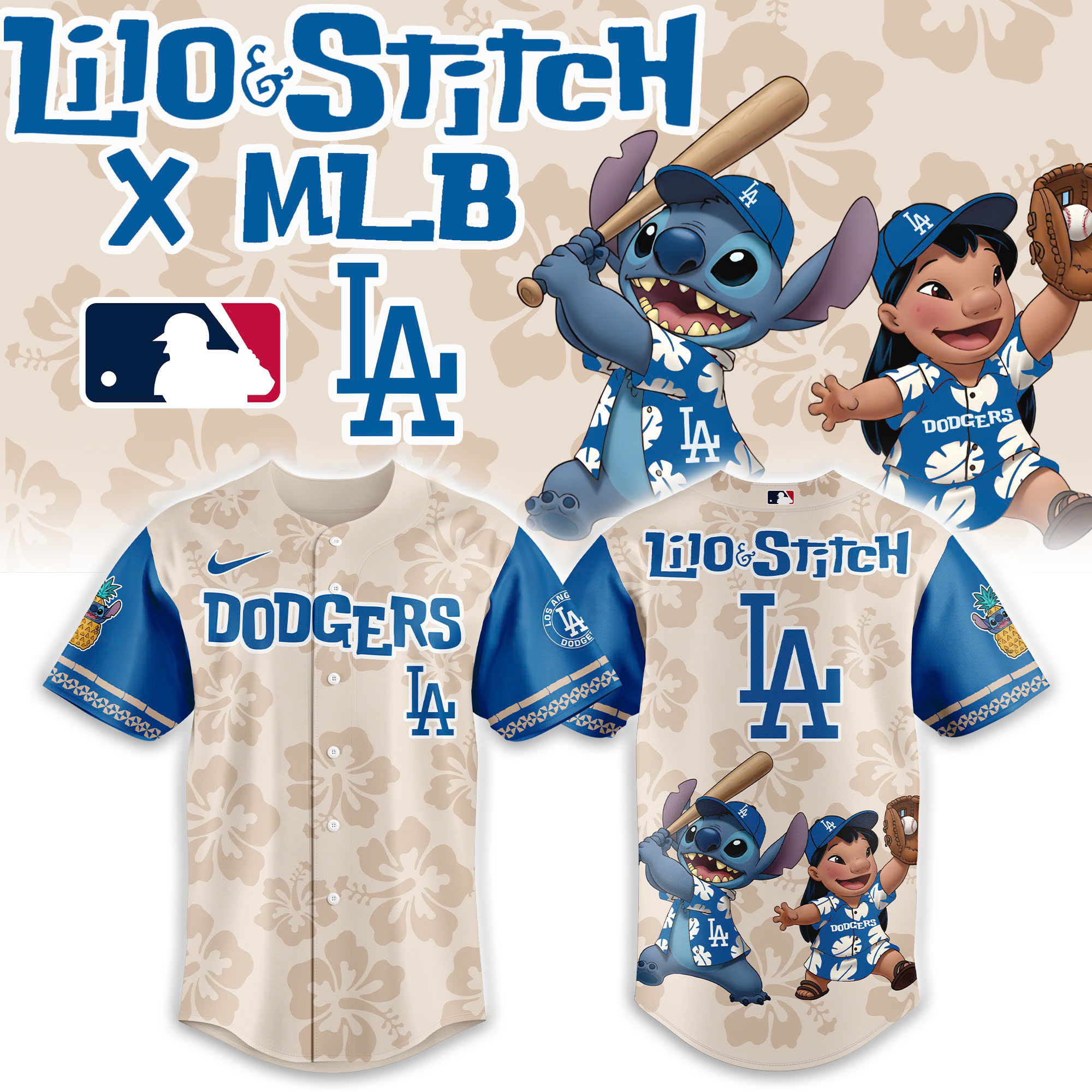 Los Angeles Dodgers x Lilo And Stitch 2025 Baseball Jersey