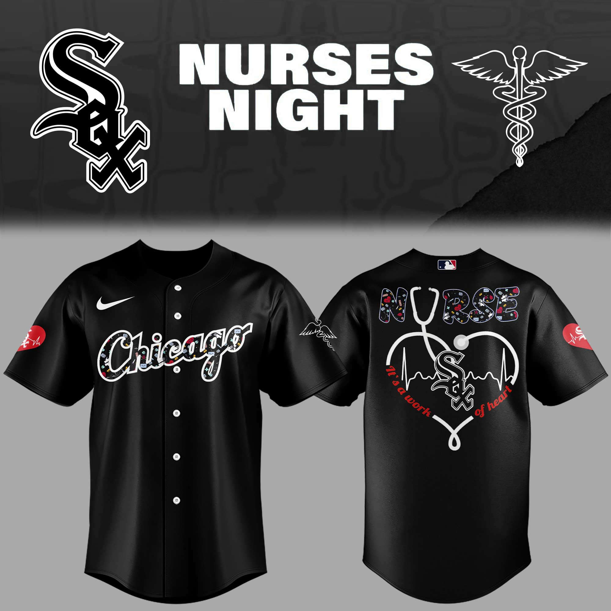 Chicago White Sox MLB NURSES NIGHT Baseball Jersey Limited Edition