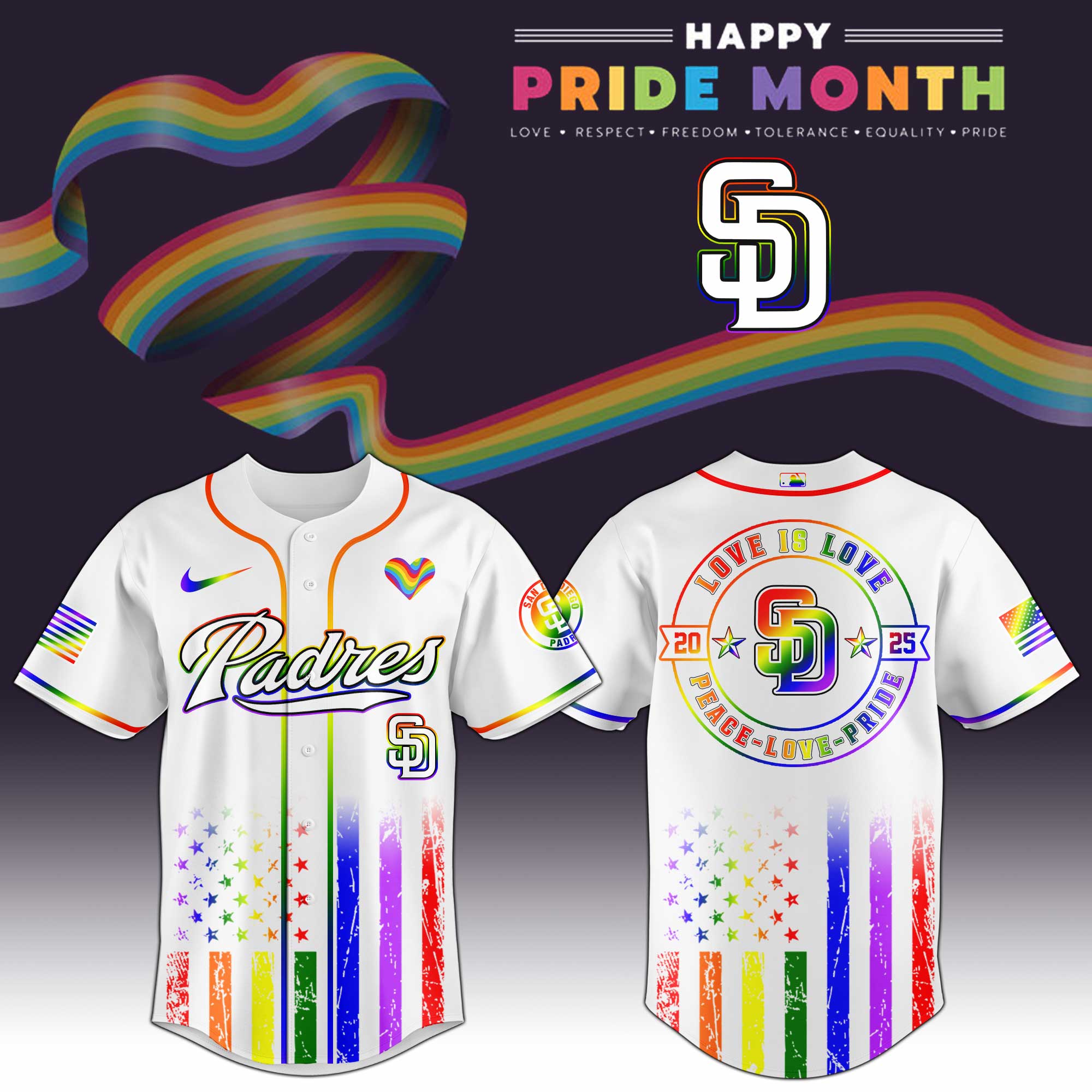 San Diego Padres Happy Pride Month Baseball Jersey Limited Edition