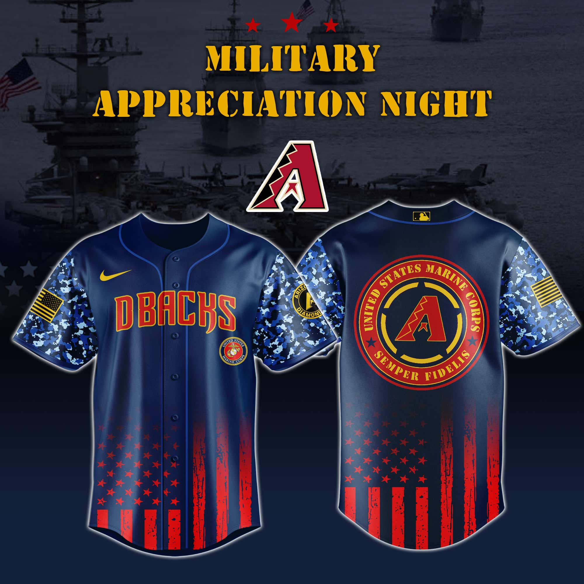 Arizona Diamondbacks Marine Corps Military Appreciation Night Jersey For Men And Women