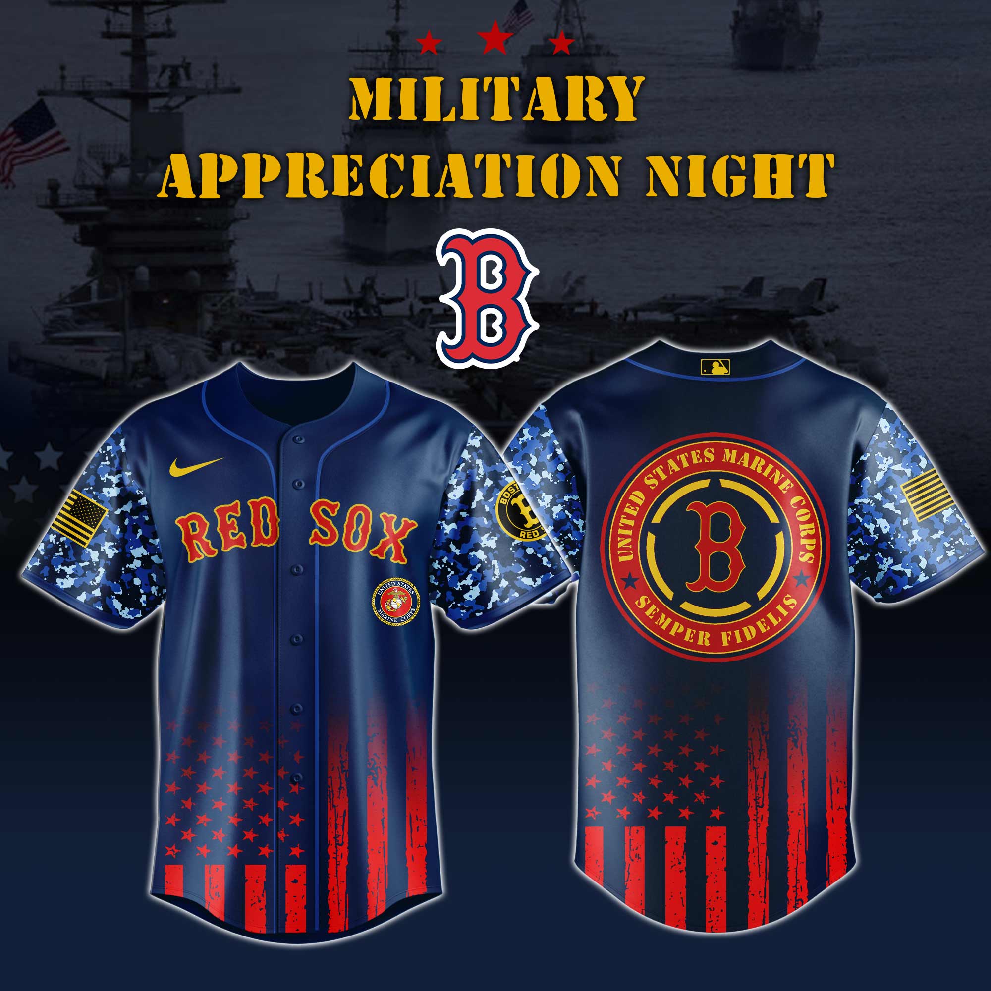Boston Red Sox Marine Corps Military Appreciation Night Baseball Jersey Limited Edition