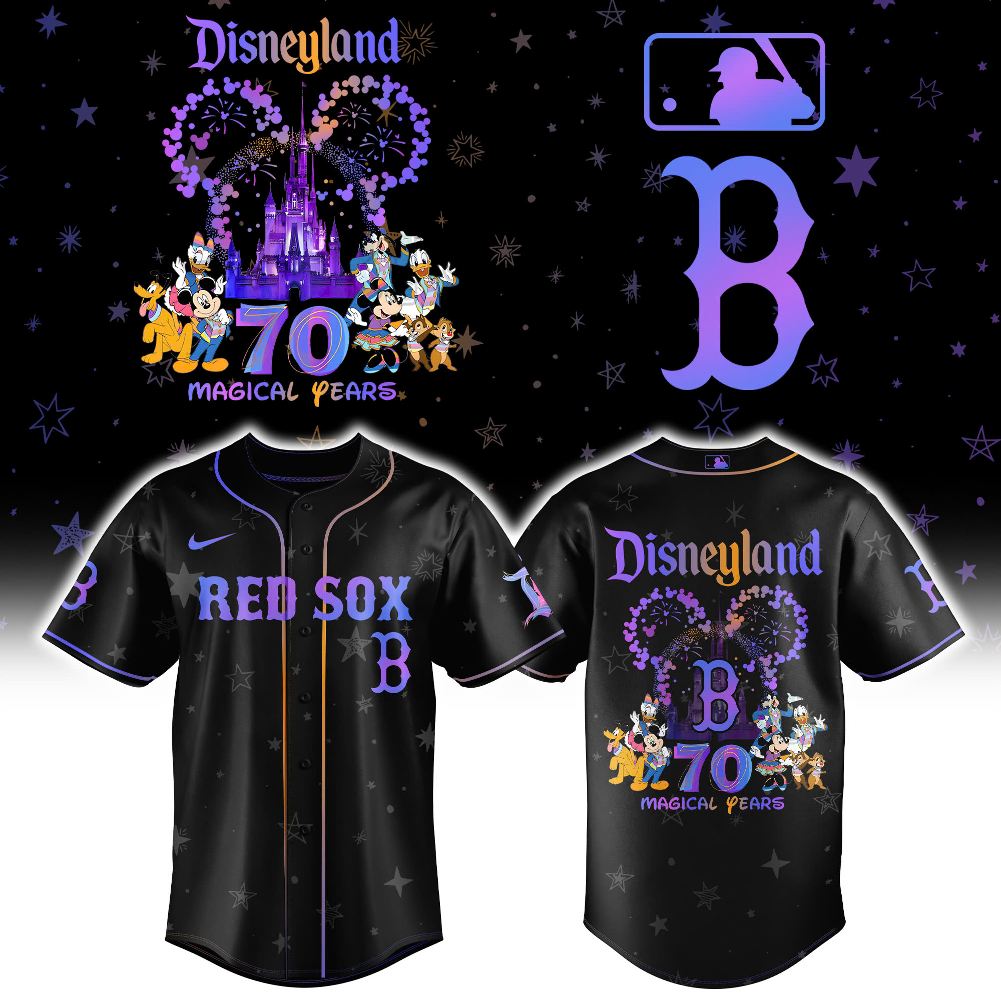 Boston Red Sox Dsny Land 70th Baseball Jersey Limited Edition