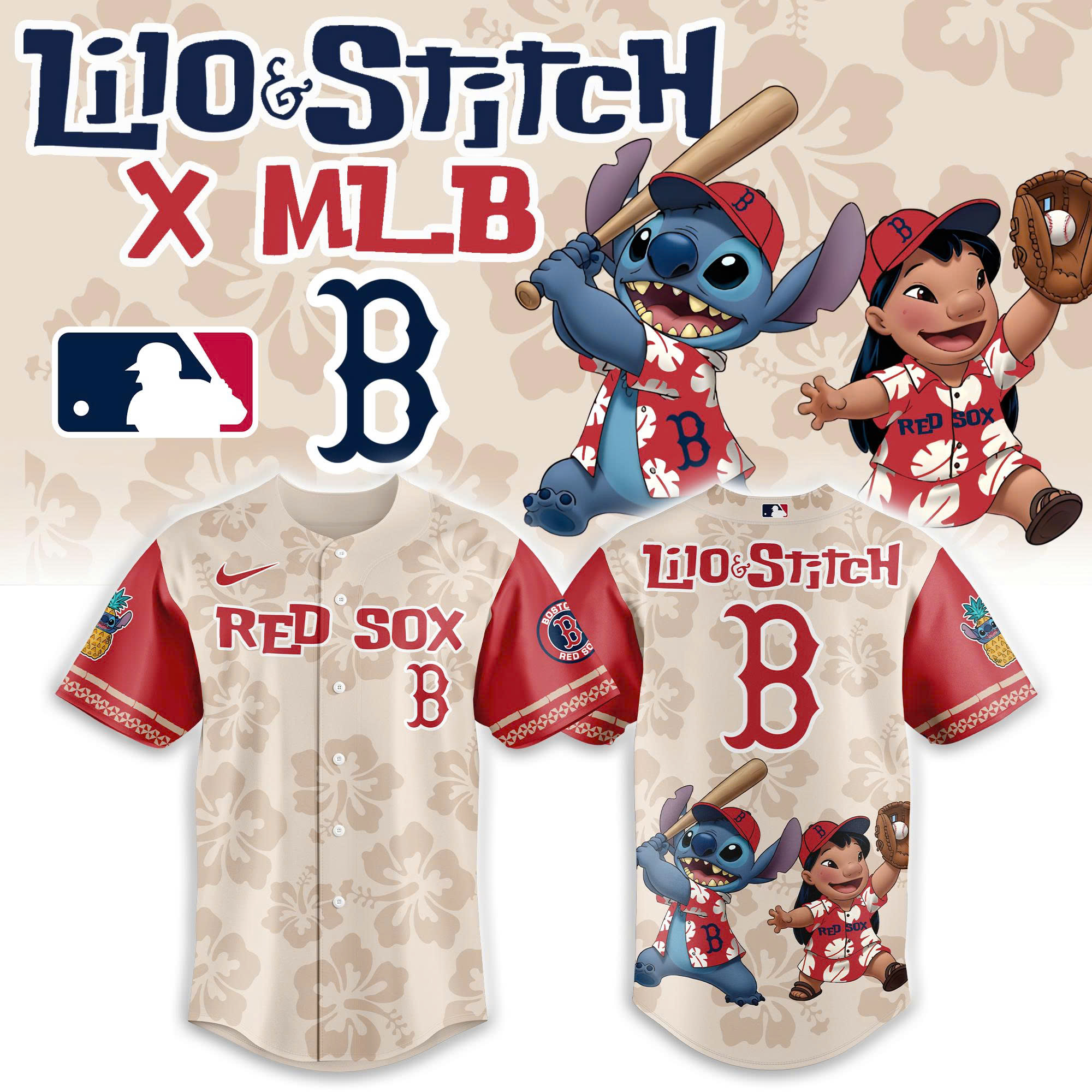 Boston Red Sox x Lilo And Stitch 2025 Baseball Jersey Limited Edition