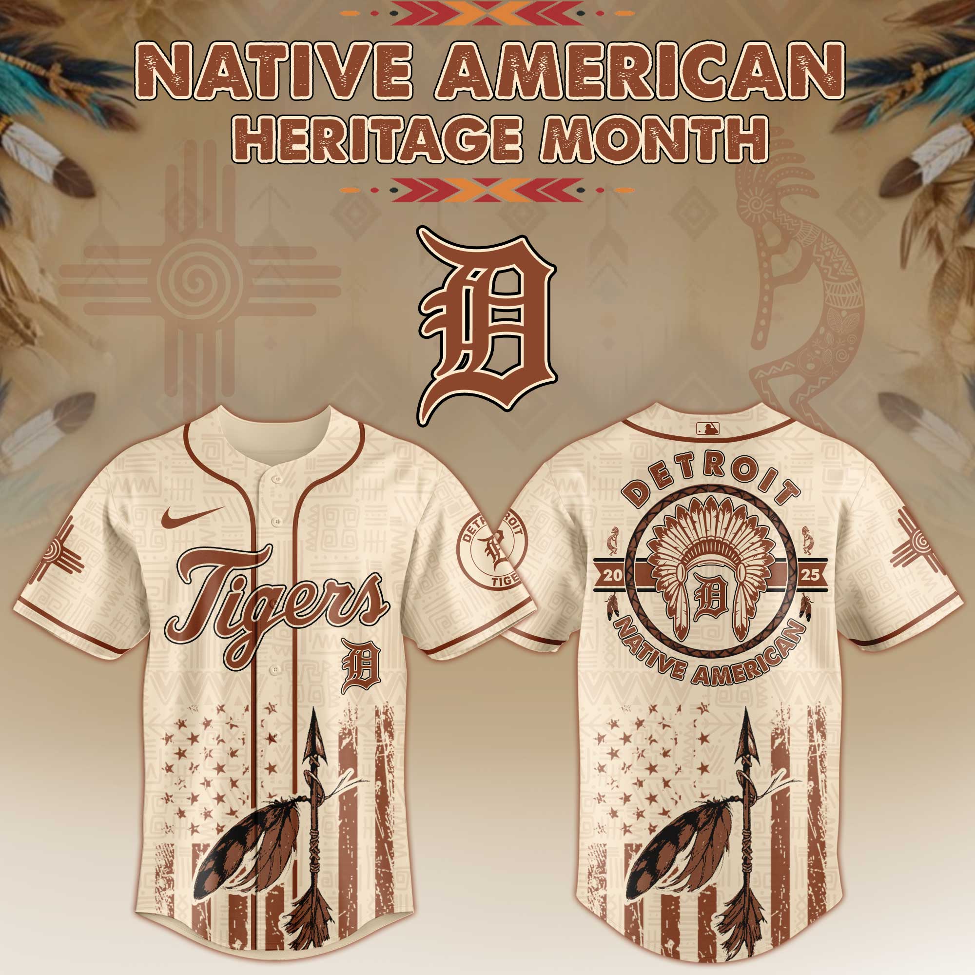 Detroit Tigers Native American Heritage Month Jersey 2025 For Men And Women